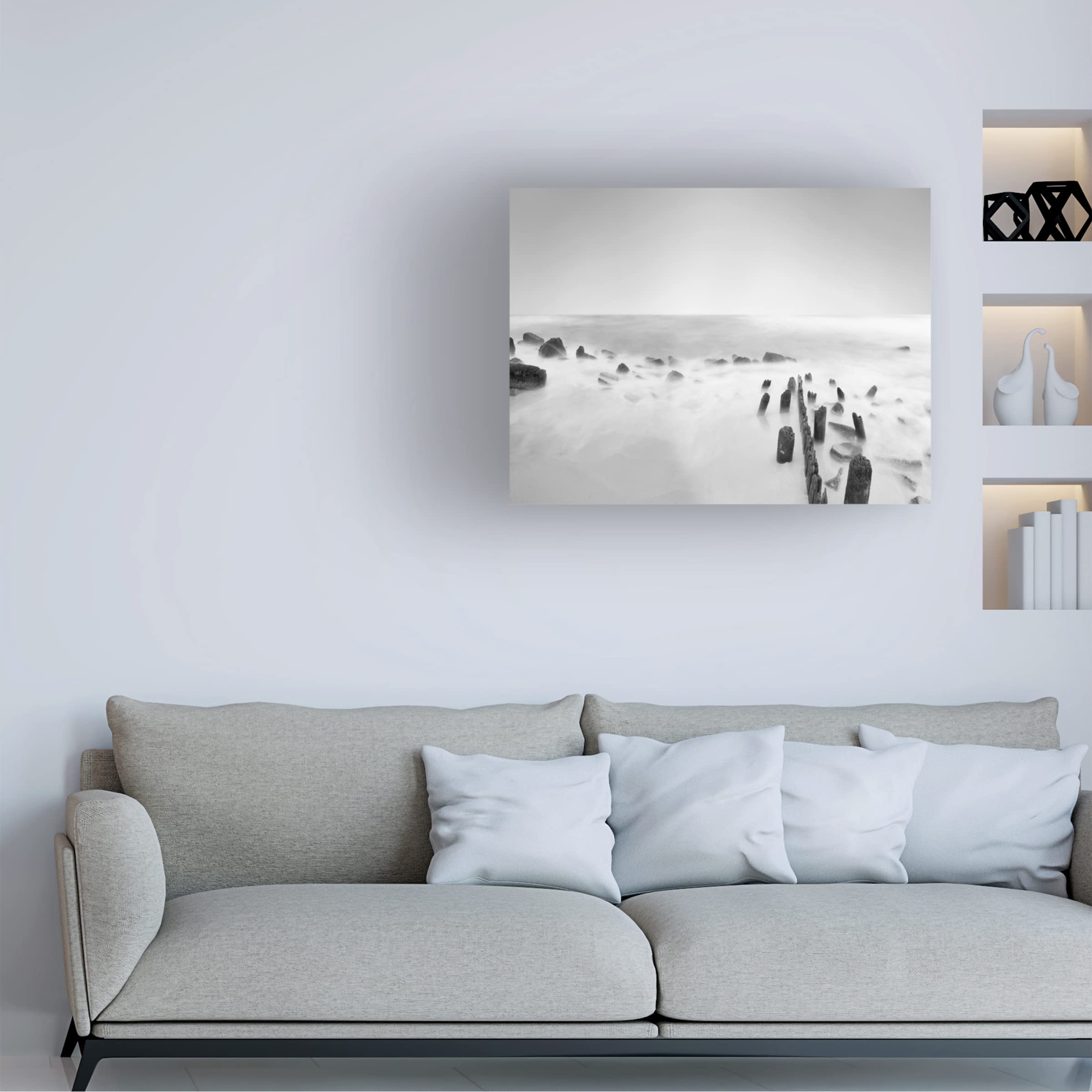 James McLoughlin 'Black and White Water III' Canvas Wall Art Print - Modern Abstract Ocean Painting for Living Room, Bedroom & Office Decor
