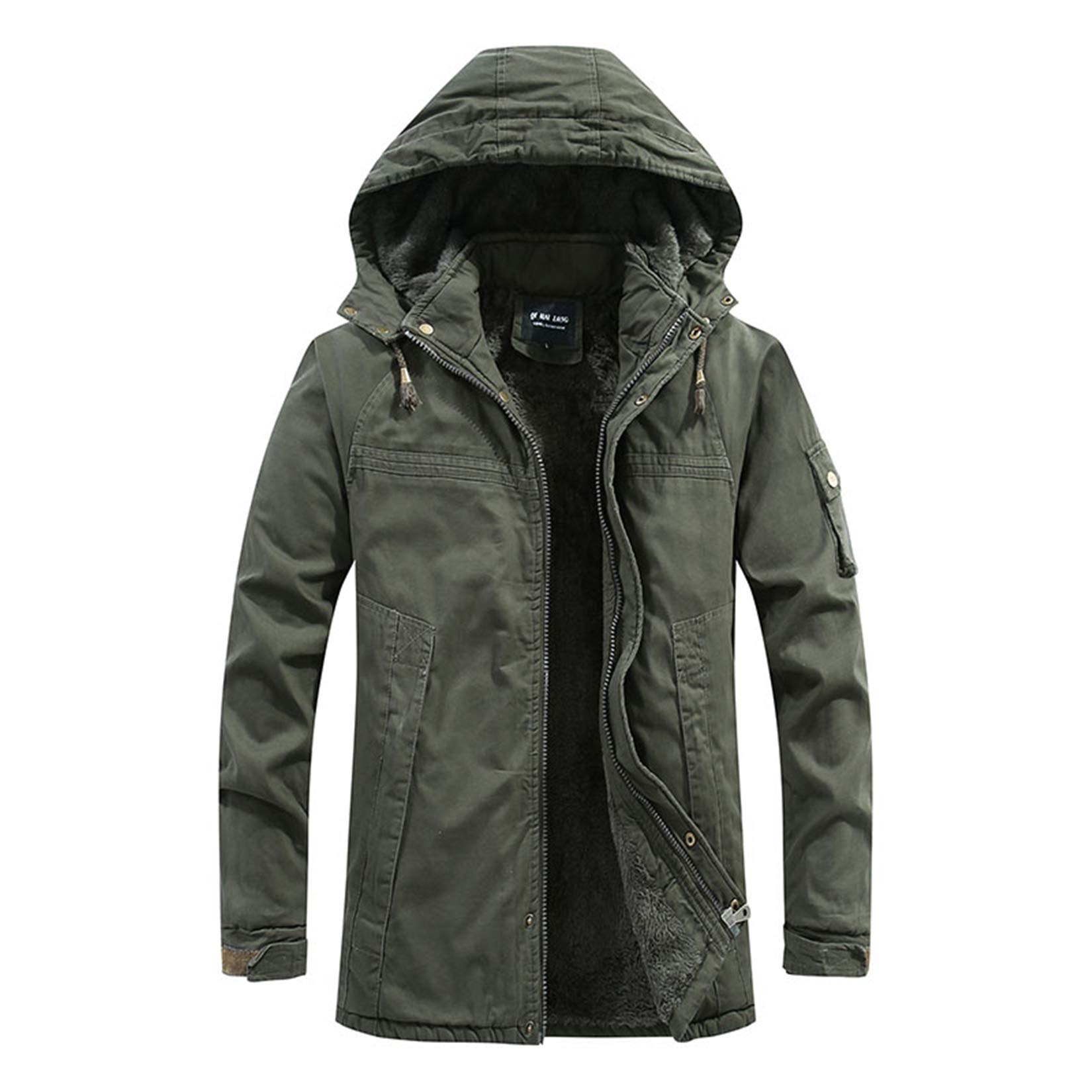 Men's Winter Thick Parka Jacket - Warm Military Windproof Hooded Coat for Outdoor Activities, Snow Sports & Casual Wear