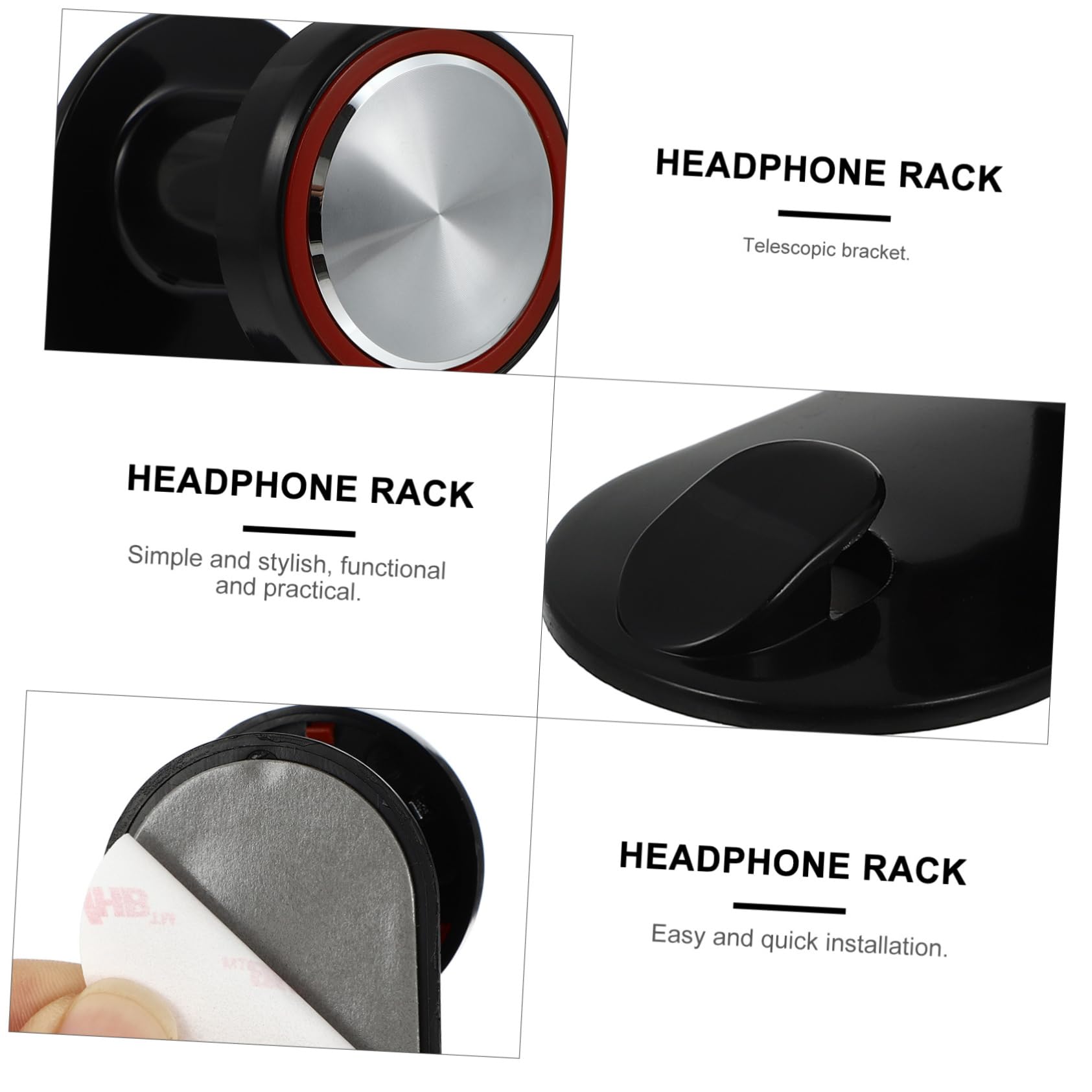 Gadpiparty Metal Earphone Stand - Desk Headphone Holder with Adhesive Hooks - Simple & Sturdy Design for Office, Home, Gaming Setup - Organize Your Headphones & Earbuds