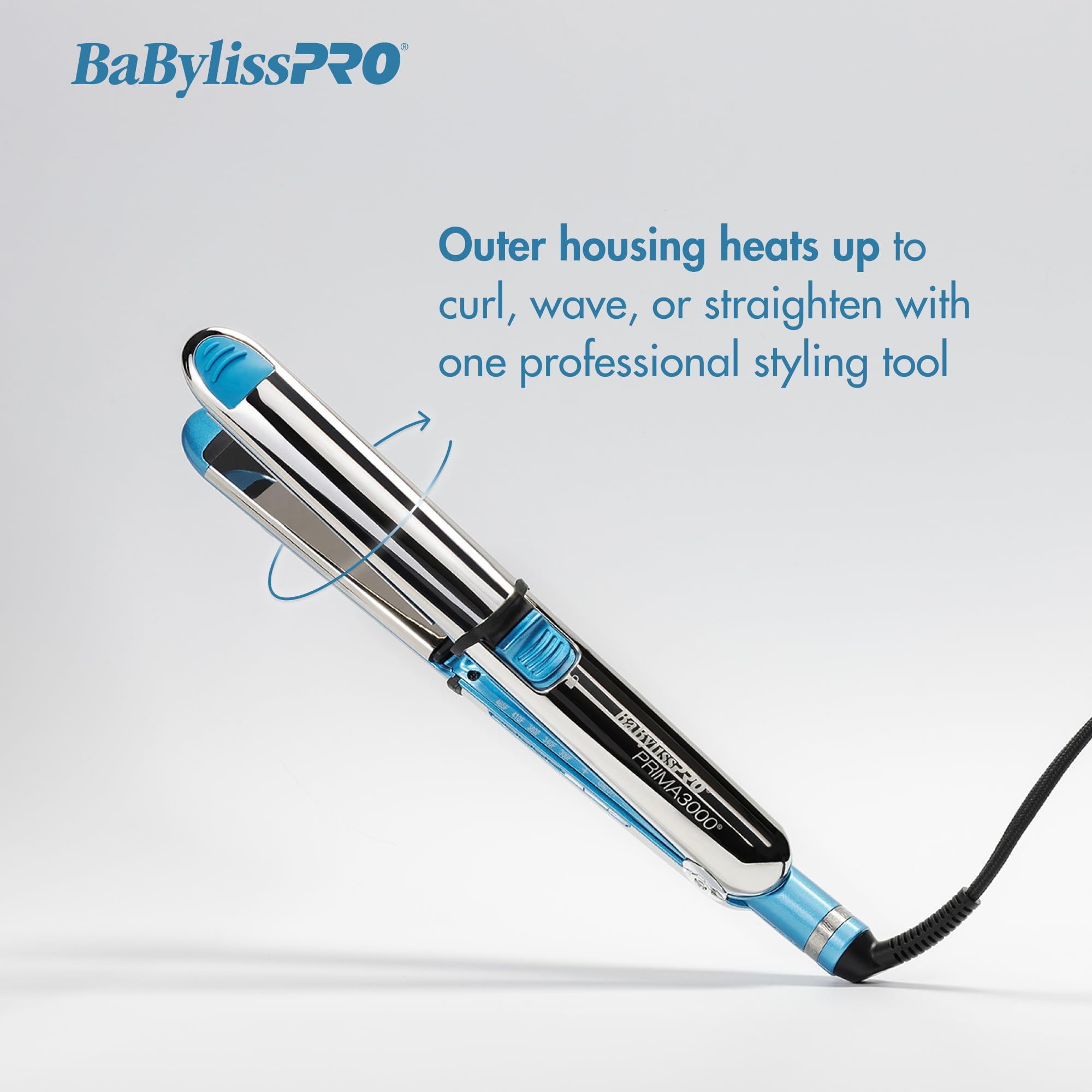 BaBylissPRO Nano Titanium Prima Ionic Hair Straightener & Curler - Professional Dual Styling Tool for Smooth Straight Hair or Voluminous Curls - Perfect for Home Use, Salons & Travel