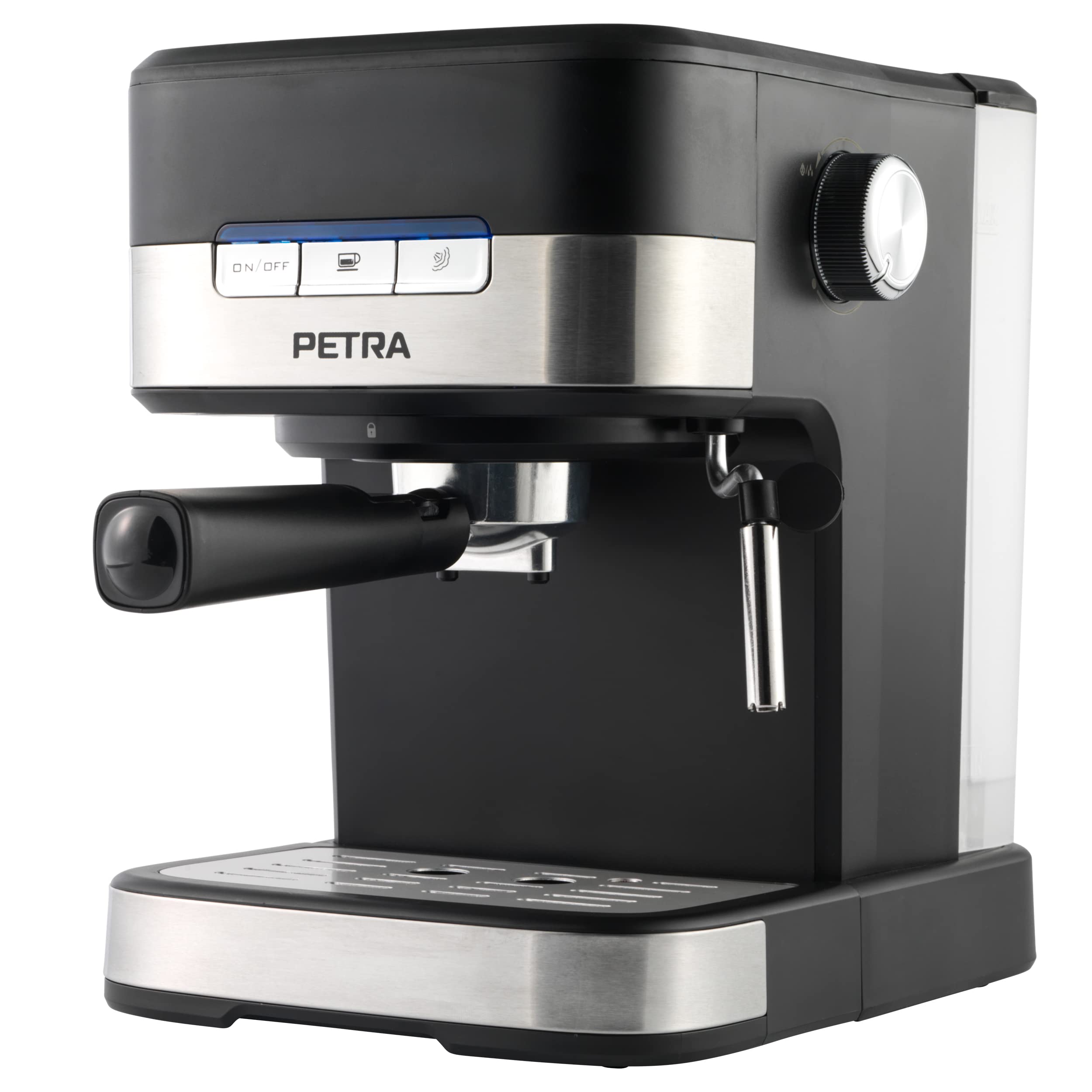 Petra PT4623VDEEU7 Professional Espresso Coffee Machine - Electric Coffee Maker for 1-2 Cups, Cappuccino & Latte - 15 Bar Pump, BPA-Free, Compatible with Ground Coffee - 1.5L Water Tank, 850W - Perfect for Home & Office Use