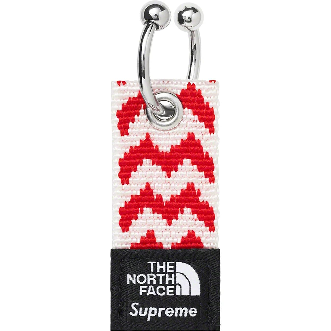 Supreme x The North Face Red Woven Keychain - Durable & Stylish Accessory for Backpacks, Bags & Keys - Perfect for Outdoor Enthusiasts & Fashion Lovers
