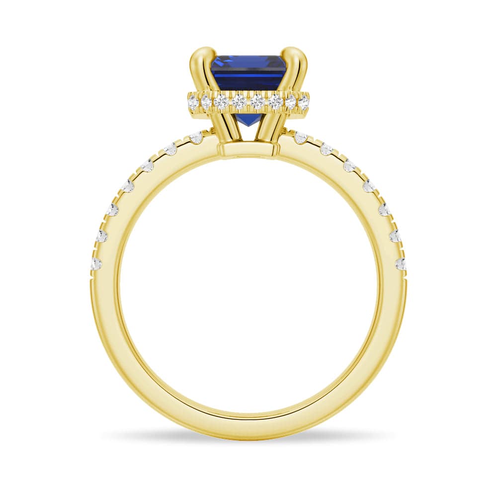 Exquisite Emerald Cut Blue Sapphire & White Sapphire Ring – Elegant Jewelry for Women, Perfect for Engagement, Wedding & Special Occasions