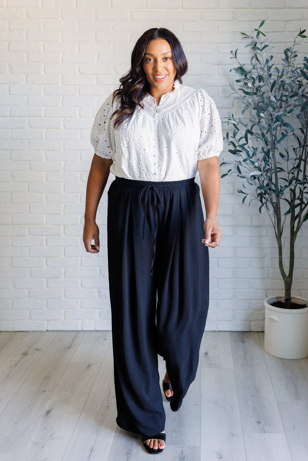 Elegant Eyelet Lace Blouse for Women - Breathable Summer Tops for Casual Outings & Office Wear