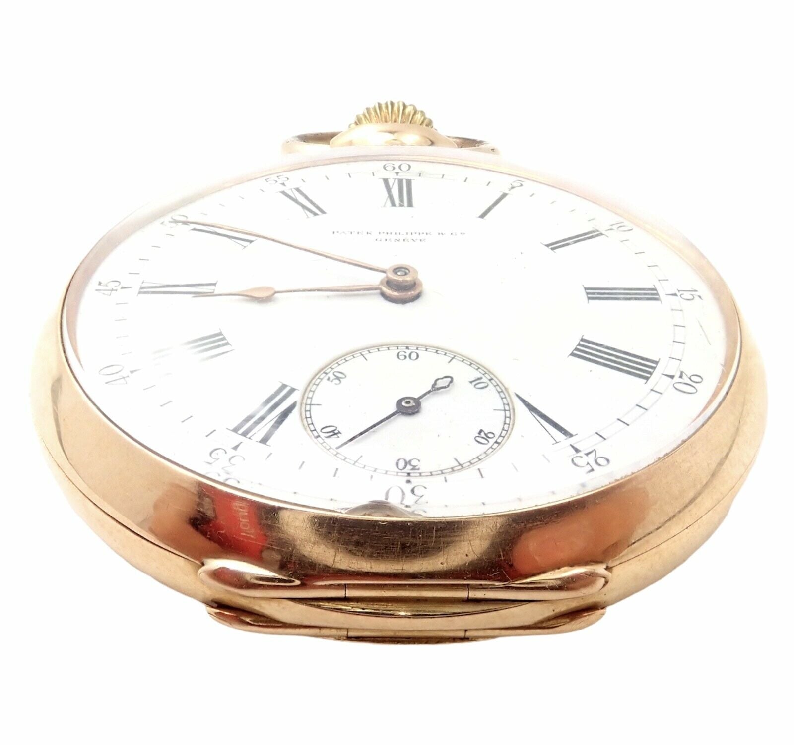 Vintage Patek Philippe 18k Yellow Gold Triple Signed Pocket Watch c.1890 - Antique Swiss Luxury Timepiece for Collectors & Special Occasions