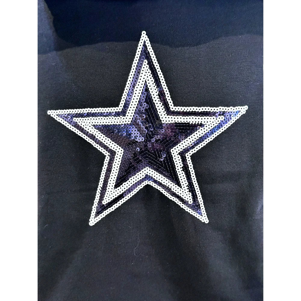 Dallas Cowboys Women's Sequin Cropped Hoodie Pullover - Stylish NFL Football Fan Apparel for Game Day, Parties & Casual Wear
