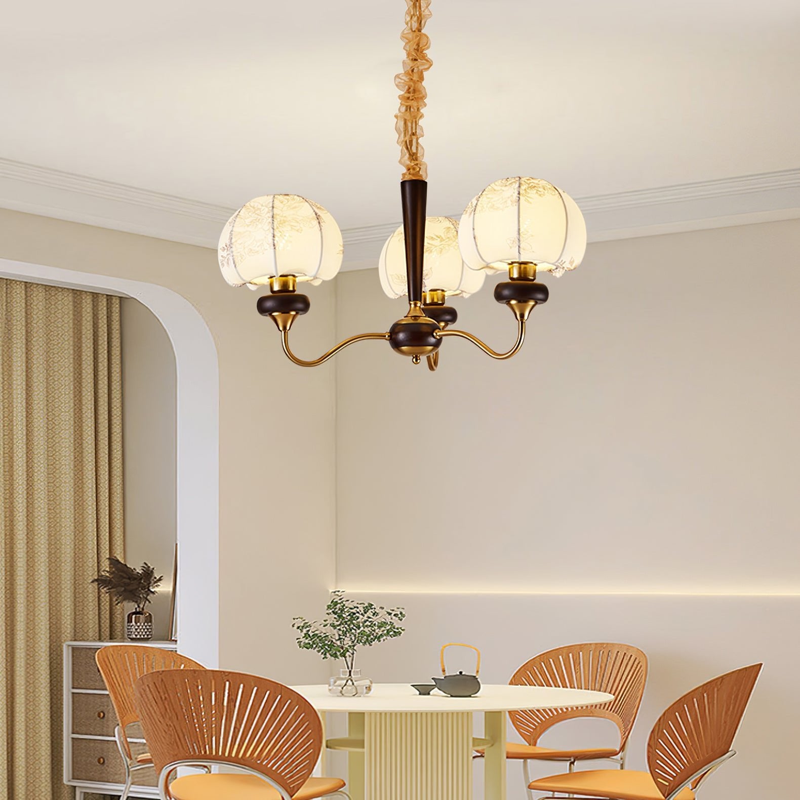 Elegant Mushroom Fabric Chandelier - Modern Ceiling Light Fixture for Living Room, Bedroom & Dining Room Decor