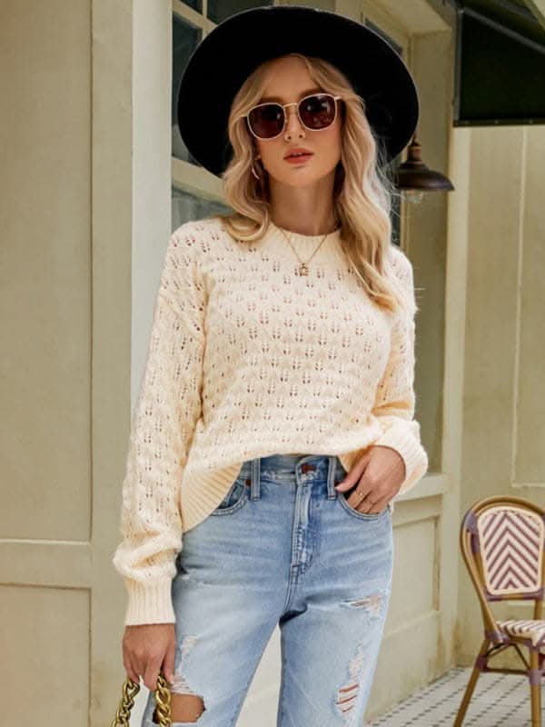 Stylish Loose Fit Pullover Sweater for Women - Cozy Casual Knit Top for Fall & Winter | Perfect for Layering, Outdoors & Everyday Wear