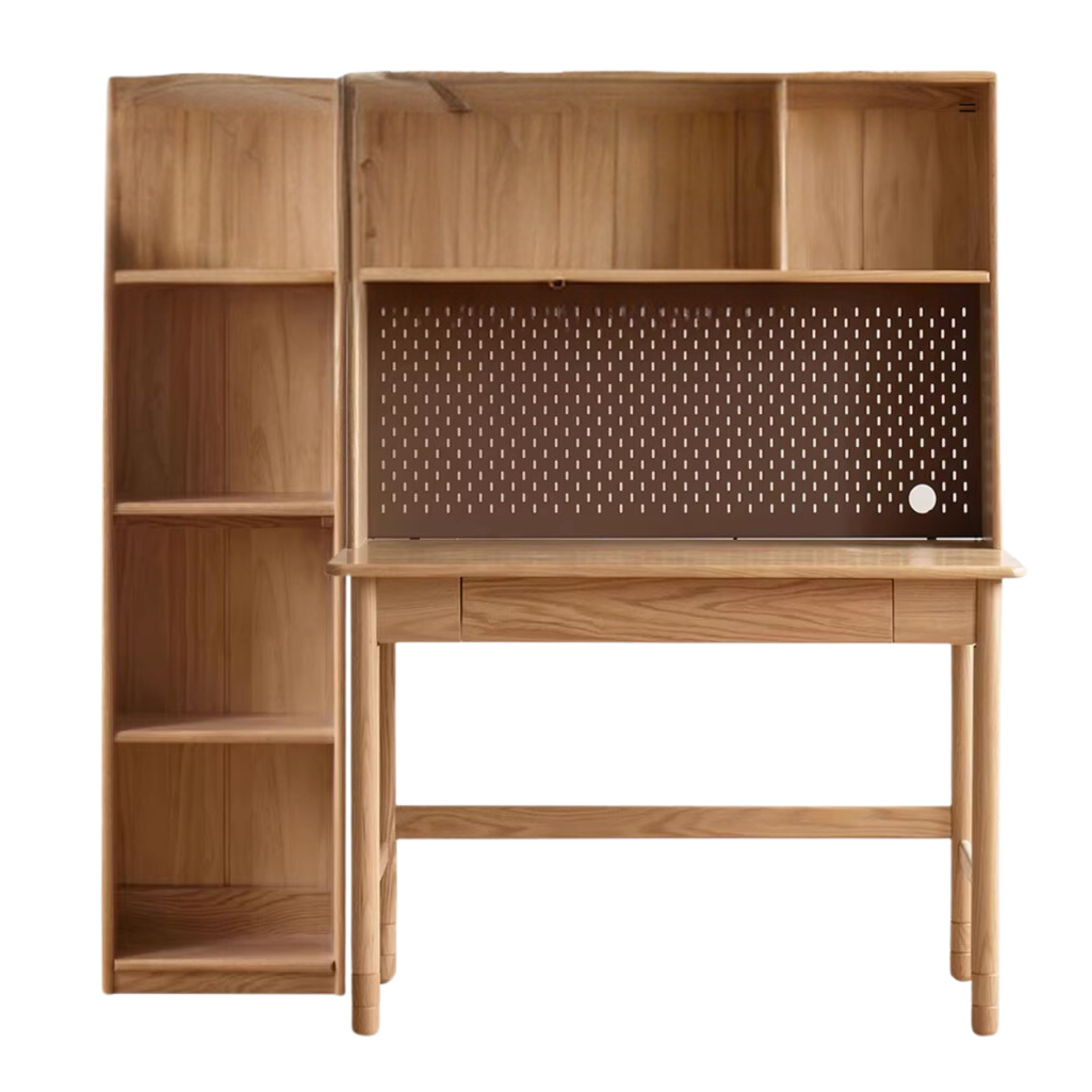 39.4x23.6x57.5-61.4 inch/ 100x60x146-156сm/ Natural wood color/  lifting study table + shelf + bookcase