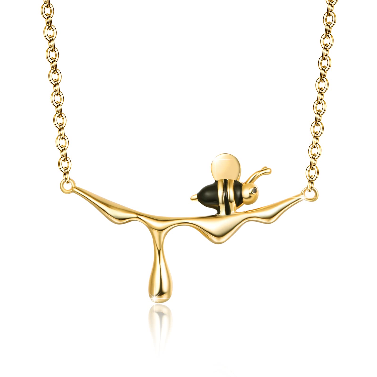 CUOKA MIRACLE 925 Sterling Silver Honey Bee Pendant Necklace - Bumblebee Jewelry with Dripping Honey Charm, Elegant Birthday Gift for Women | Perfect for Everyday Wear, Date Nights & Special Occasions