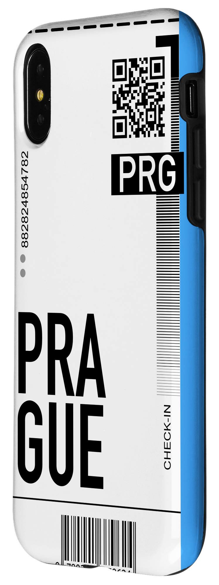 iPhone X/XS Prague Travel Phone Case - Boarding Pass Design, City Blue Hard Cover - Perfect for Air Travel & Vacation Souvenirs