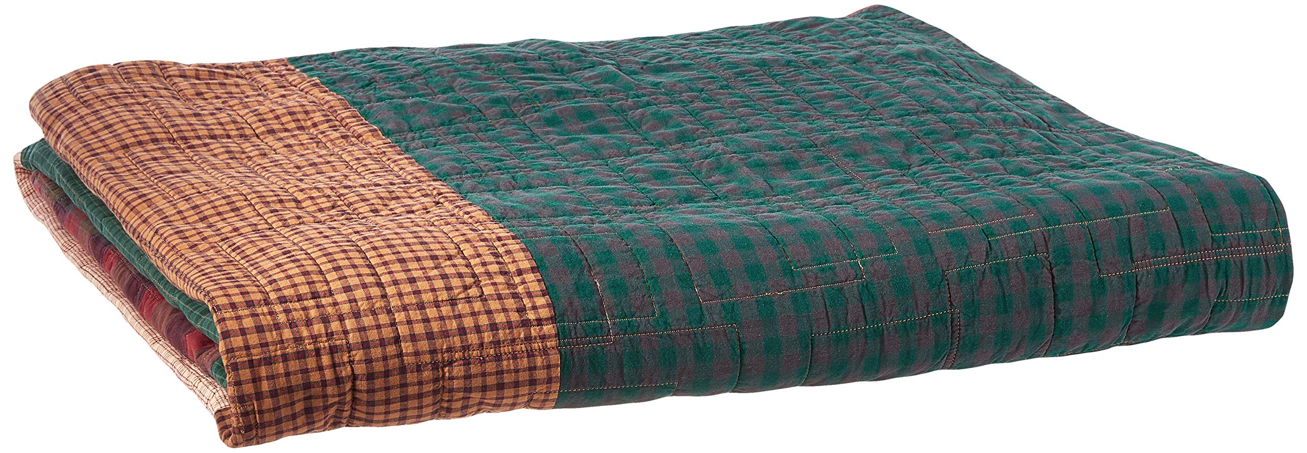 Donna Sharp Campfire Square Patchwork 100% Cotton King Size Quilt - Cozy Bedding for Cabin Retreats & Rustic Home Decor