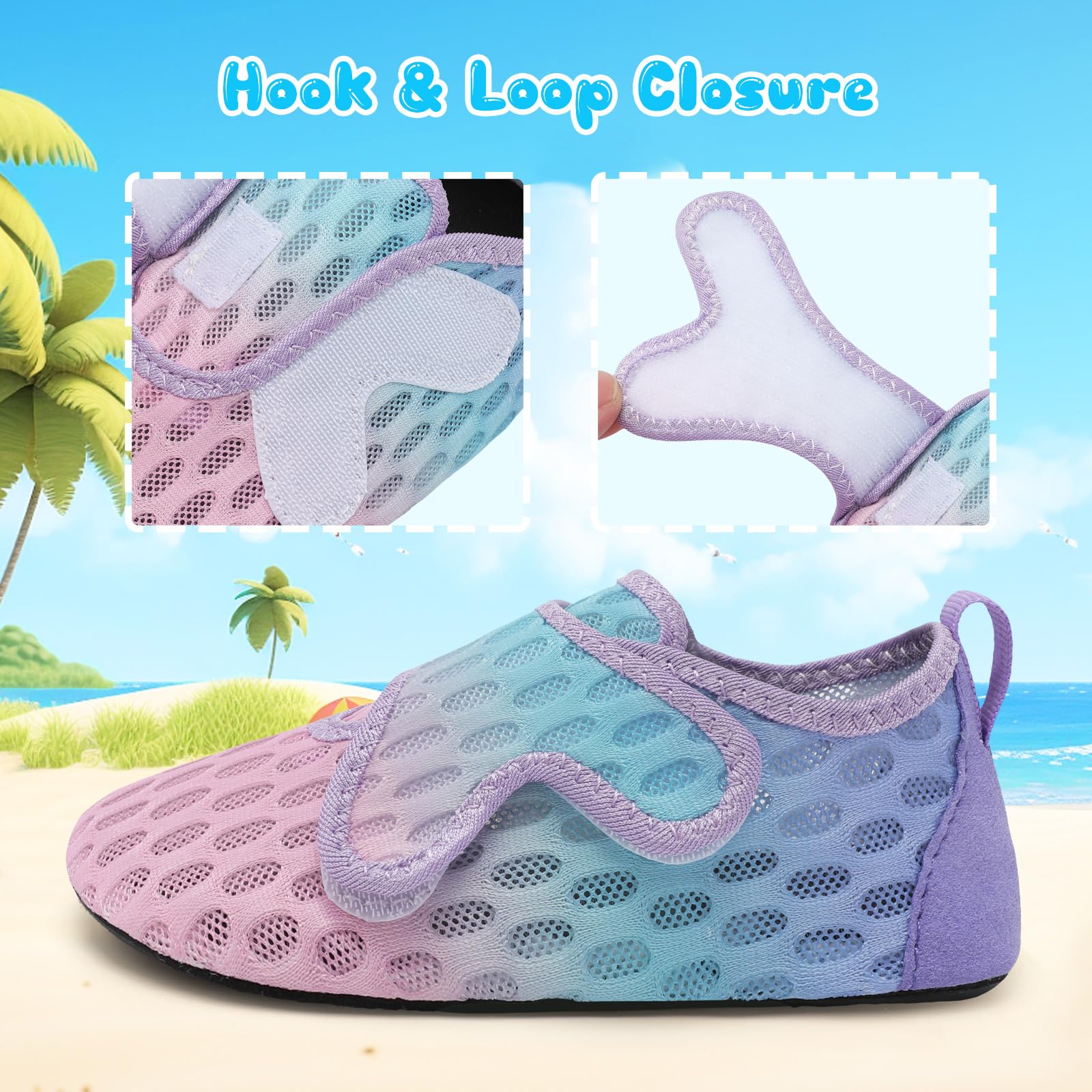 XIHALOOK Toddler Water Shoes for Boys & Girls - Quick Dry, Non-Slip Beach Swim Shoes, Lightweight Barefoot Aqua Socks for Pool, Ocean, Water Park & Summer Activities