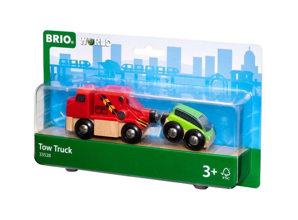 BRIO World 33528 Wooden Tow Truck Toy for Kids Ages 3+ | Magnetic Coupling Train Accessory | FSC-Certified Beech Wood | Compatible with Railway Toys | Perfect for Pretend Play & Early STEM Learning