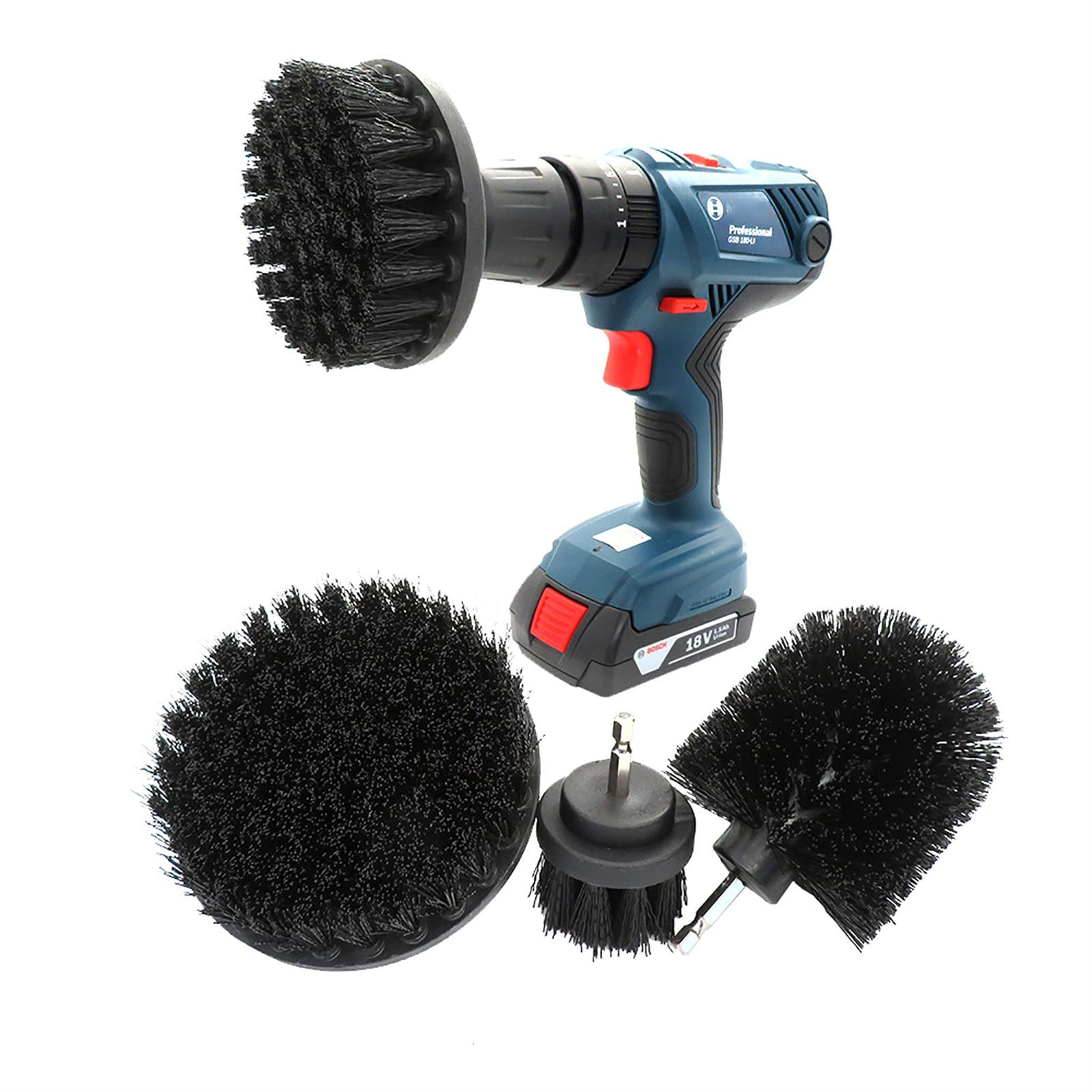 HttKse Electric Drill Rotary Cleaning Brushes Kit - Power Scrubber for Leather, Grout & Multi-Surface Cleaning | Spin Brush & Drill Brush Attachments | Black, Free Size | Perfect for Home, Garage & Auto Detailing