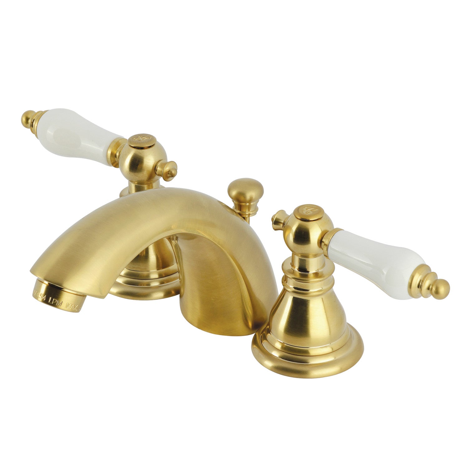 American Patriot KB957APLSB Brushed Brass Two-Handle 3-Hole Mini Widespread Bathroom Faucet with Pop-Up Drain - Perfect for Modern Bathroom Vanities and Powder Rooms