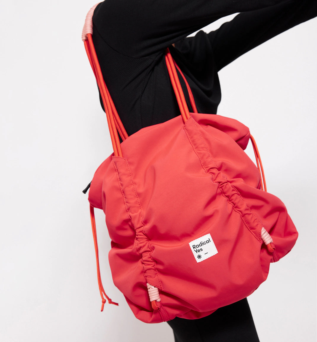 Eco-Friendly Reframe Ruched Recycled Nylon Tote Bag - Stylish Red Handbag for Women | Perfect for Work, Shopping & Beach Day Accessories