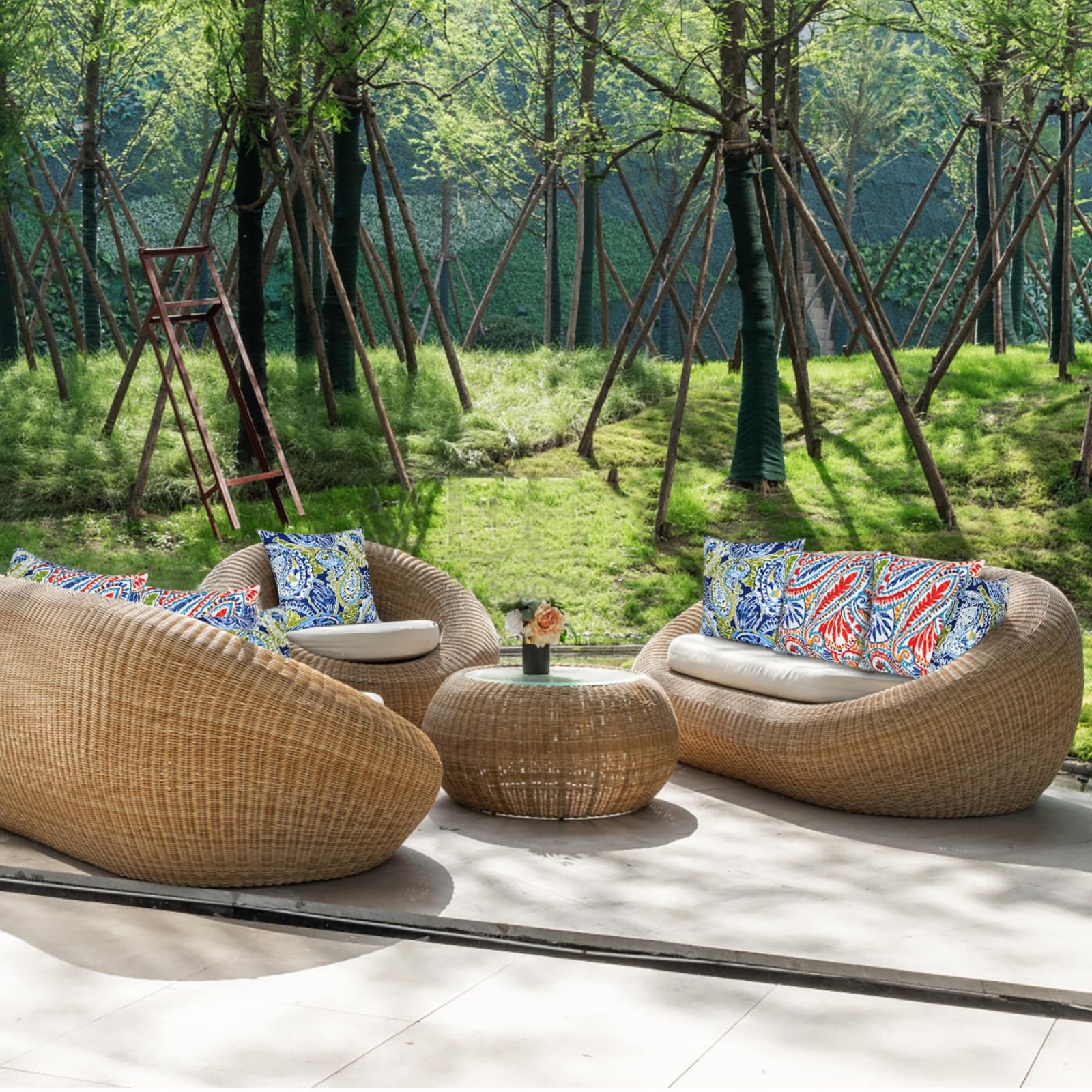 JMGBird Waterproof Outdoor Pillows Set of 2 - 18×18 Inch Decorative Throw Pillows with Insert for Patio Furniture, Garden, Poolside & Porch Use