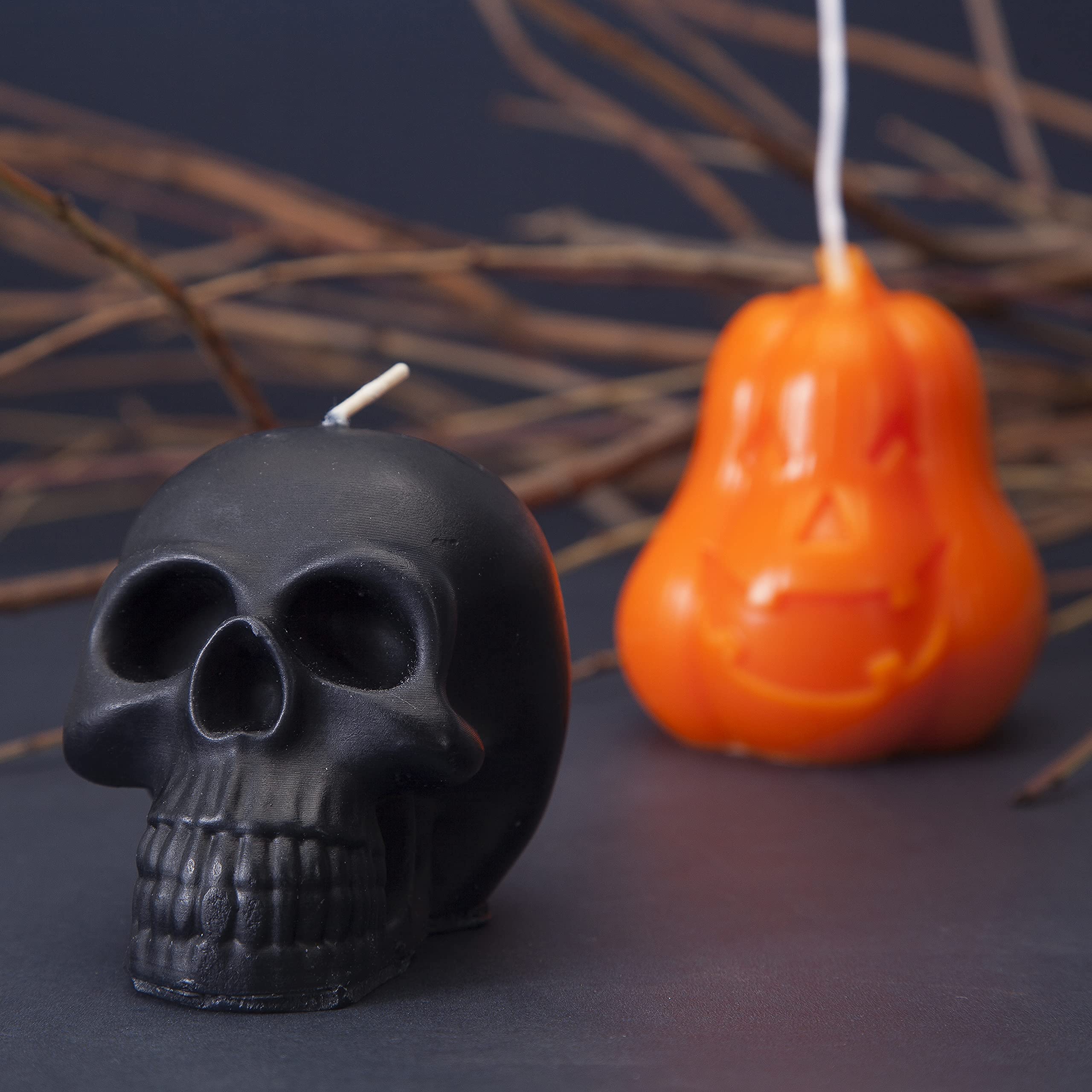 Halloween Scented Soy Wax Candles - Set of 2 Pumpkin Spice & Ghost Candles for Home Decor | Fall Seasonal Decor, Pumpkin Carving Parties, Spooky Table Centerpieces