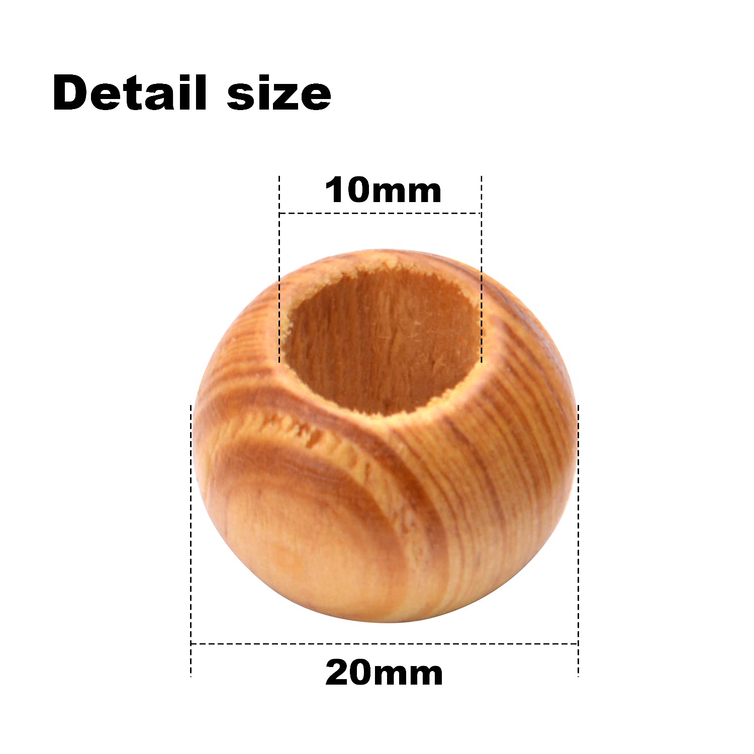 50pcs 20mm Natural Wood Round Spacer Beads with 10mm Large Hole - DIY Jewelry Making, Craft Supplies for Bracelets, Necklaces & Home Decor Projects
