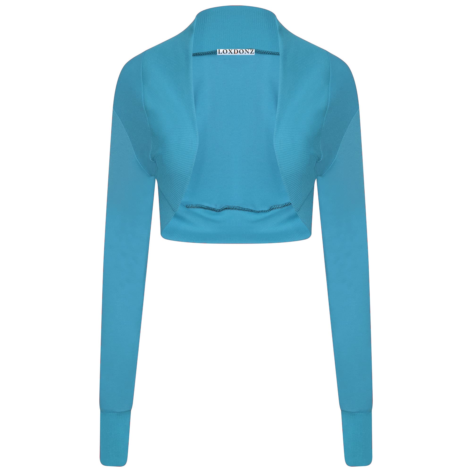 Loxdonz Women's Long Sleeve Bolero Shrug Cropped Cardigan - Stylish Open Front Crop Top for Casual Outfits & Office Wear