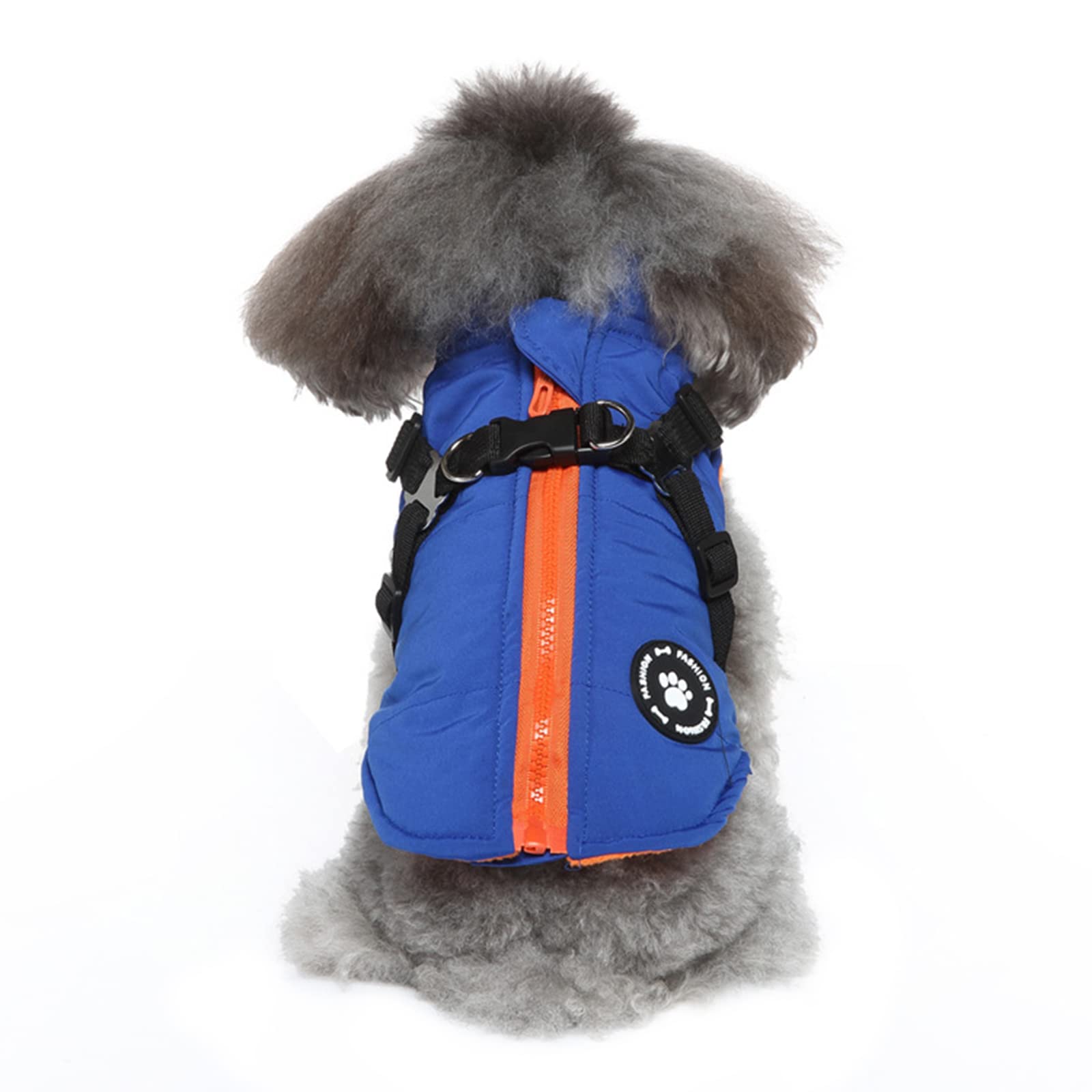 Dog Winter Coat with Zipper - Warm Fleece Jacket & Harness Vest for Small Medium Dogs (XS, Blue) - Perfect for Cold Weather Walks & Outdoor Adventures