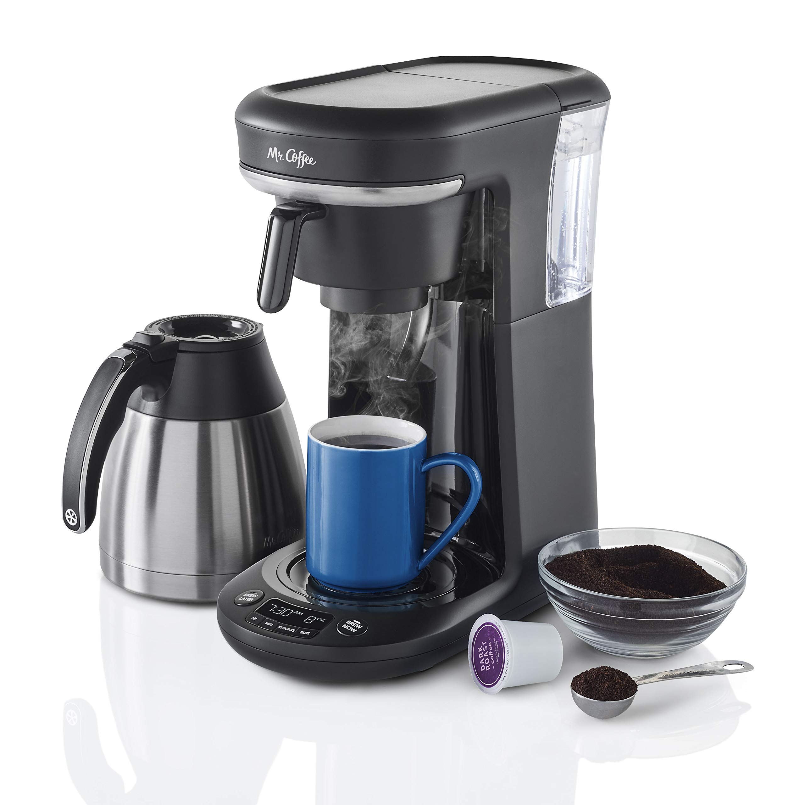 Mr. Coffee 10-Cup Programmable Coffee Maker - Single Serve & Carafe Brewing - Black - Perfect for Home, Office & Entertaining