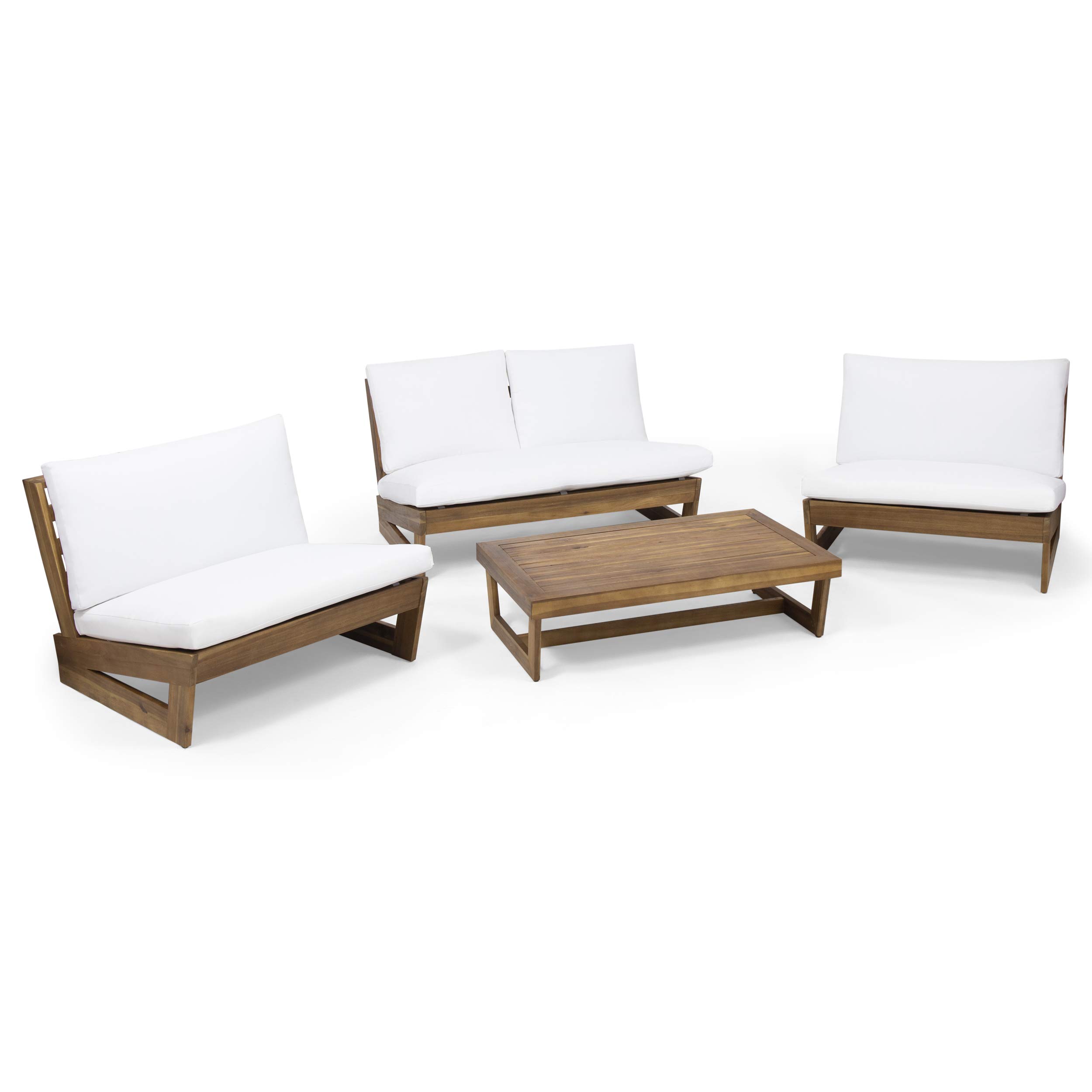 Beulah 4-Seater Outdoor Chat Set with Teak Table - Patio & Garden Furniture