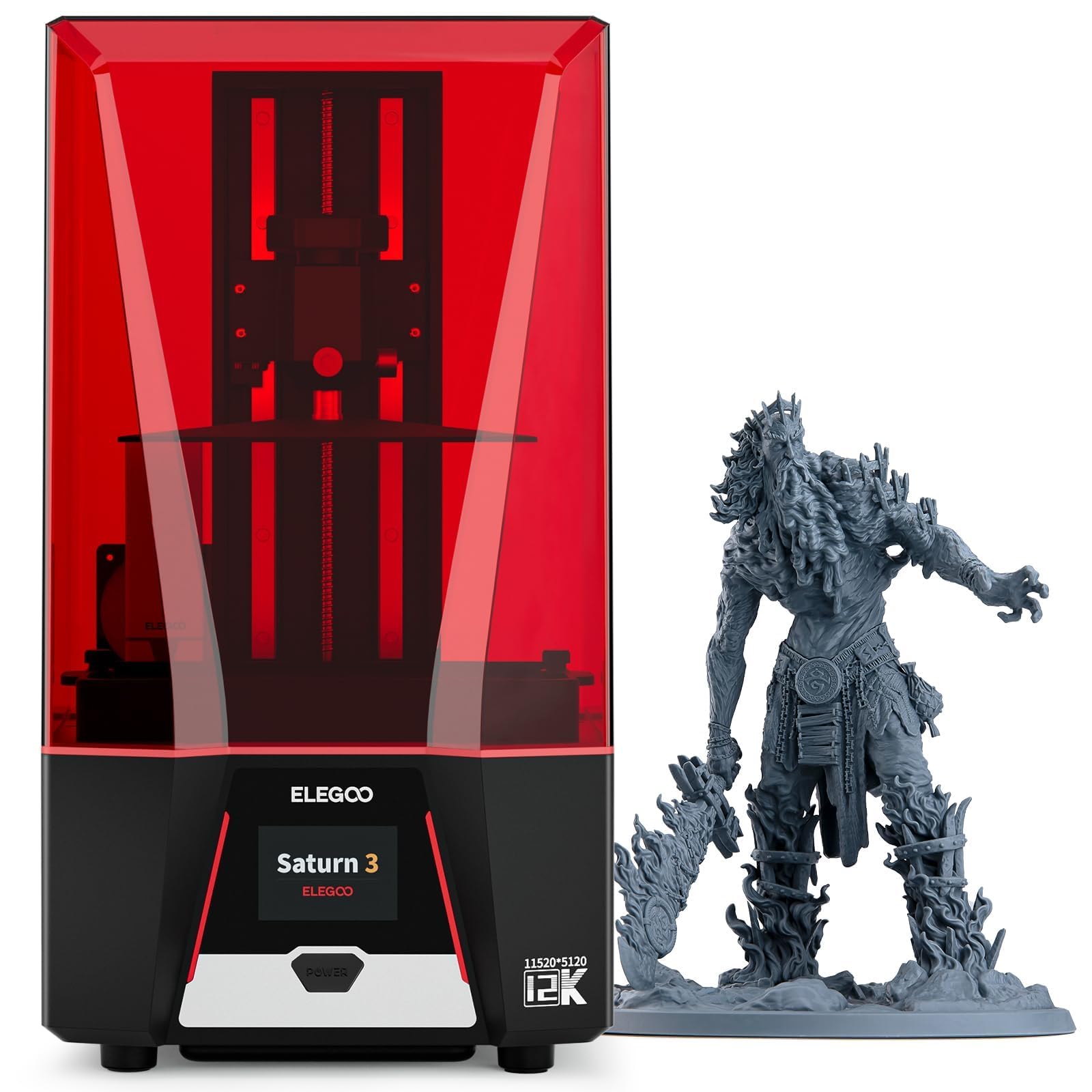 ELEGOO Saturn 3 MSLA 12K High Resolution 3D Printer - 10-Inch Monochrome LCD, Voxeldance Tango Slicer, Large Build Volume 8.62x4.84x9.84in - Perfect for Miniatures, Jewelry & Dental Models