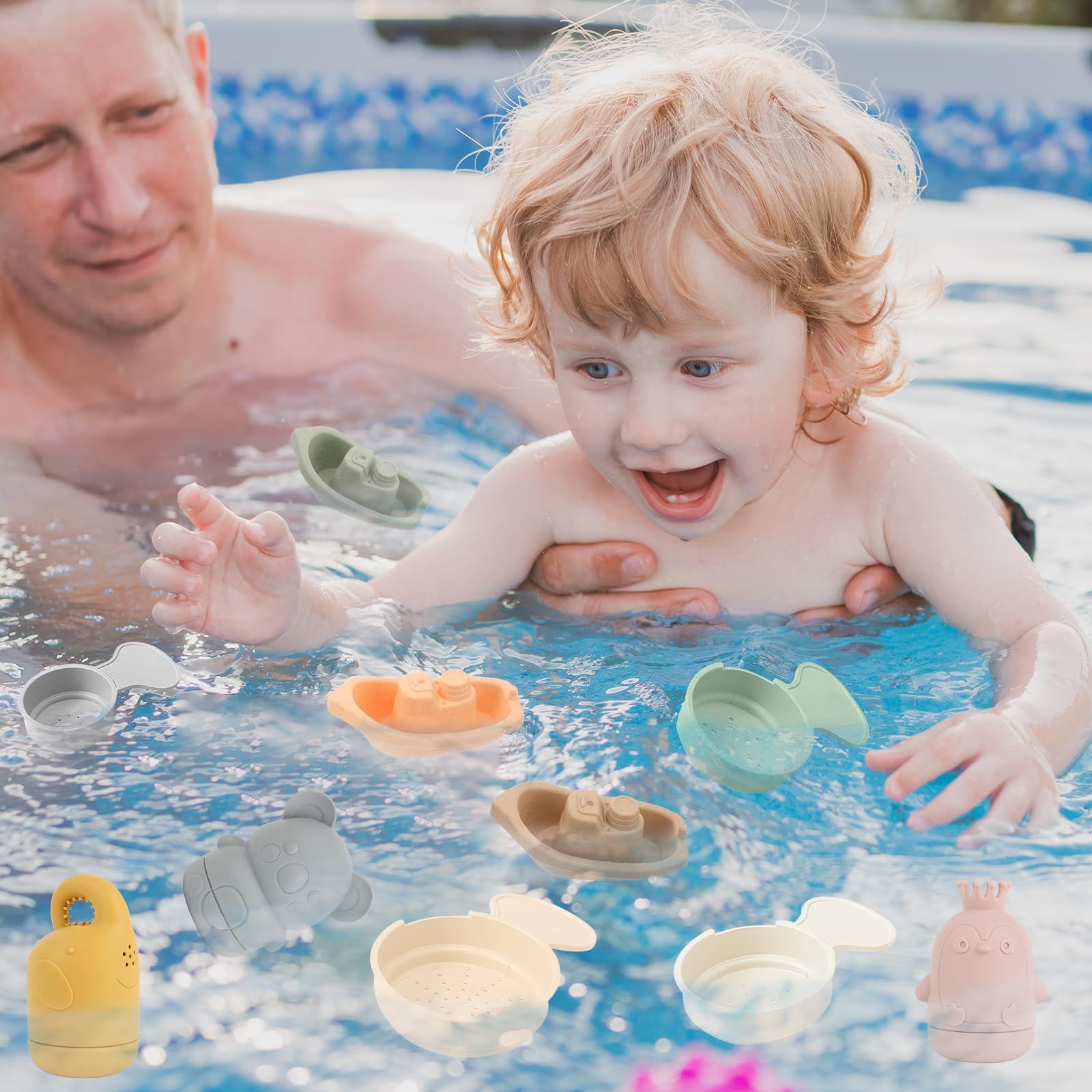 UOY Baby Water Toys for 1+ Year Old - Safe Silicone Bath Toys for Toddlers & Kids - Fun Water Play Gifts for Boys & Girls - Perfect for Bathtime, Pool, Beach & Outdoor Water Activities