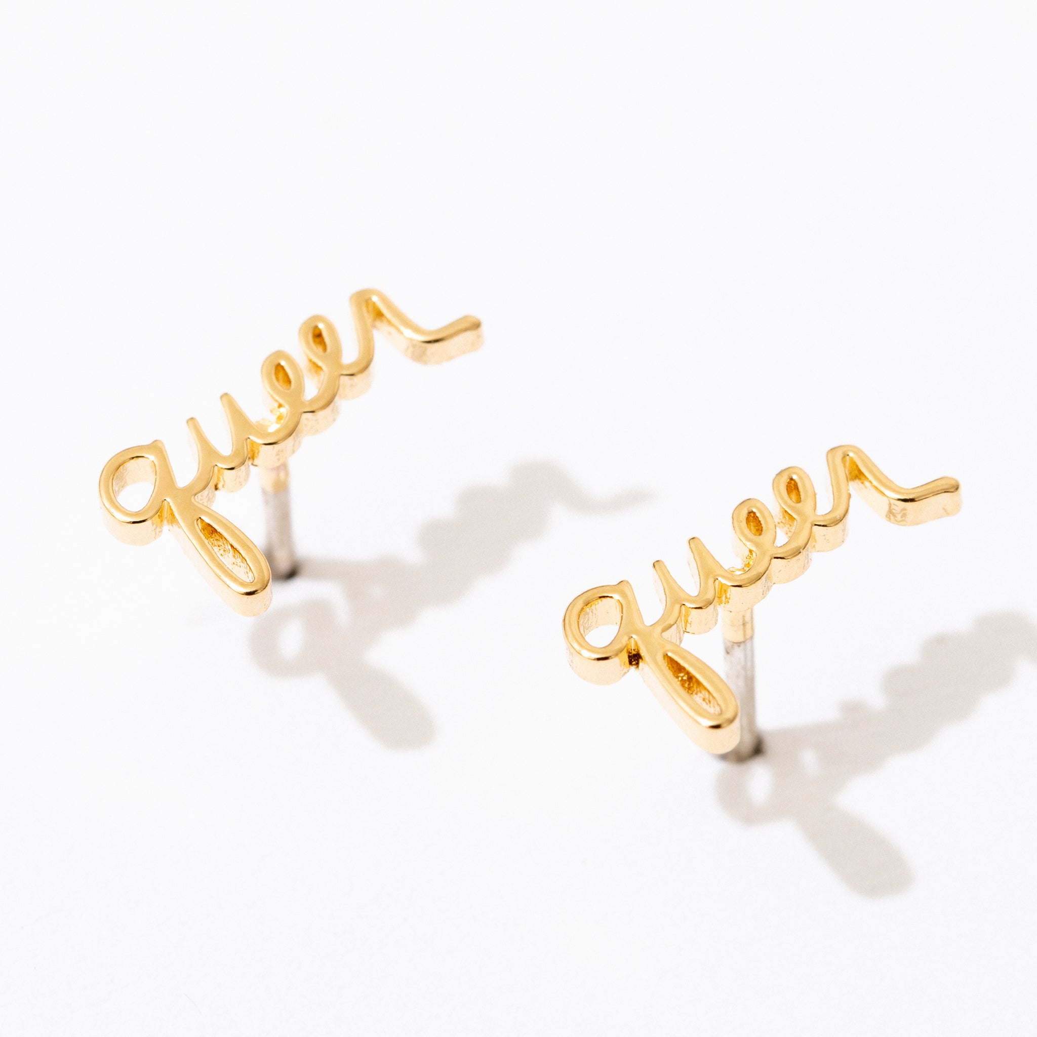 Queer Script Stud Earrings - LGBTQ+ Pride Jewelry for Women & Men - Perfect for Pride Month, Parties & Everyday Wear