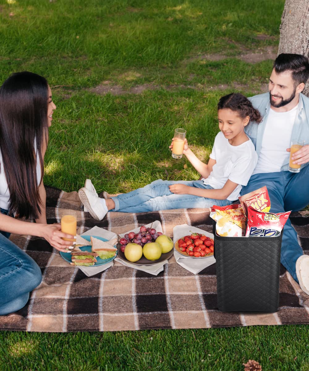 Premium Car Trash Can with Lid - Leakproof & Removable Liner, Magnetic Opening Hanging Garbage Bin for Auto, SUV, Truck (2 Gallon/7.5L) - Ideal for Road Trips, Commuting & Family Travel