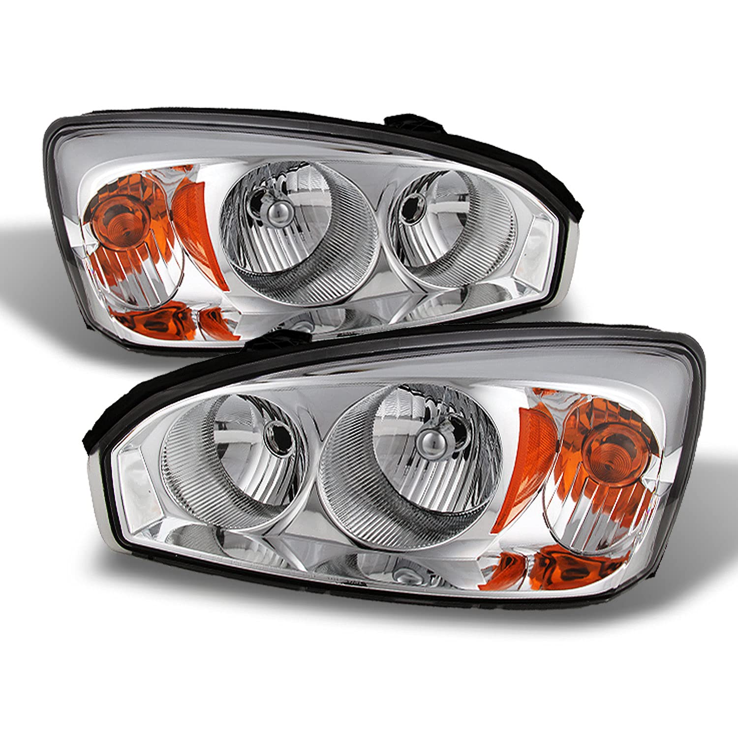 AKKON Chrome Bezel Headlights for Chevy Malibu - OE Replacement Head Lamps Pair (Driver & Passenger Side) - Perfect for Night Driving & Car Upgrades