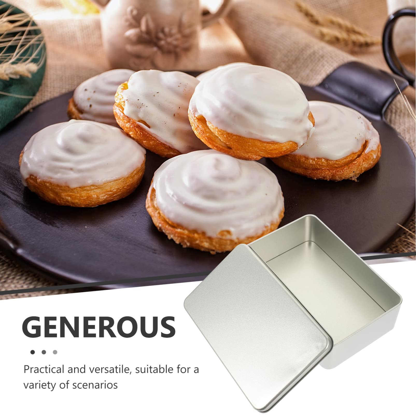 2-Piece Decorative Tin Storage Box Set with Lid - Small Square Metal Containers for Candles, Nuts, Makeup, Cookies & Tea | Perfect for Home, Office & Gift Packaging