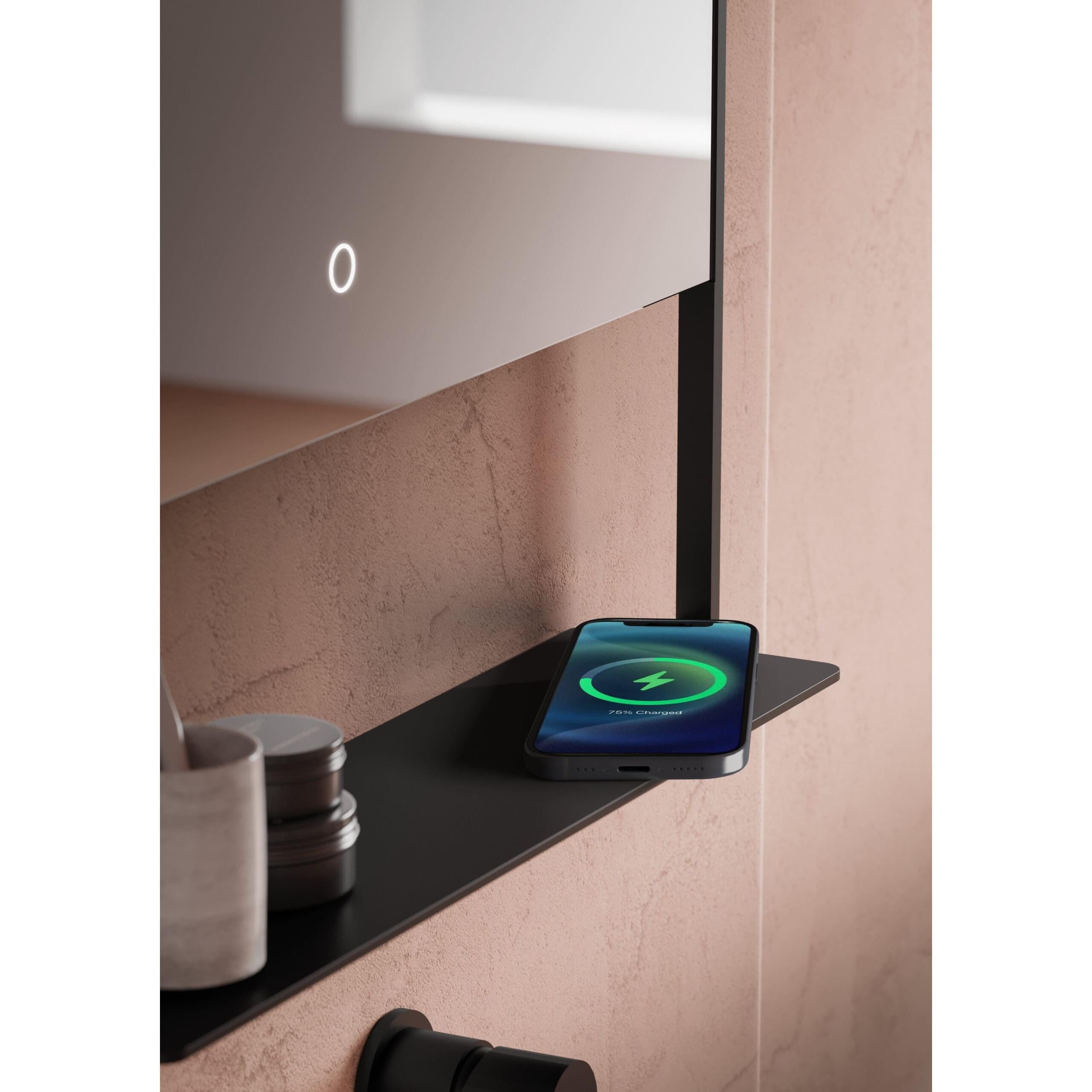 Oxygen Castore 3 0902 15 Inch 24x32 LED Lighted Mirror with Adjustable Brightness - Black Bathroom Vanity Mirror for Makeup & Shaving - Perfect for Bedrooms, Salons & Dressing Rooms