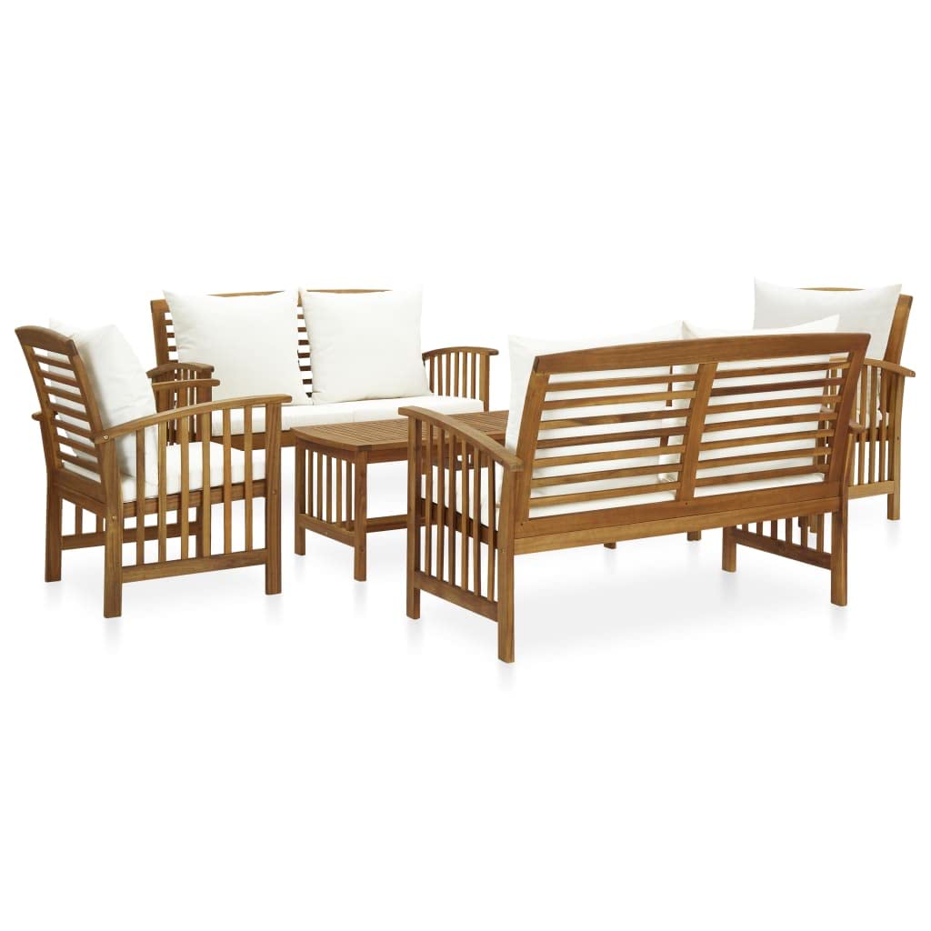 5-Piece Outdoor Patio Furniture Set with Washable Cushions - Acacia Wood Sectional Sofa & Coffee Table - Perfect for Garden, Backyard, Balcony, and Poolside Relaxation