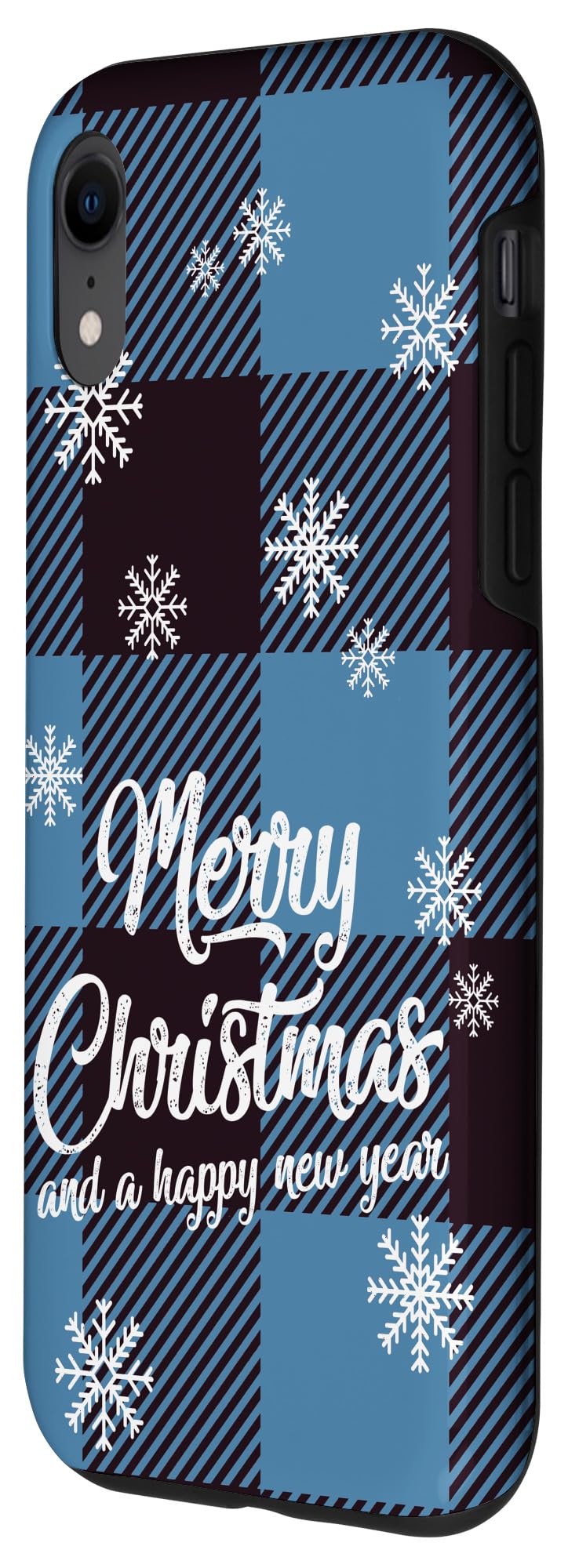 iPhone XR Christmas Phone Case - Blue Buffalo Plaid Design with 