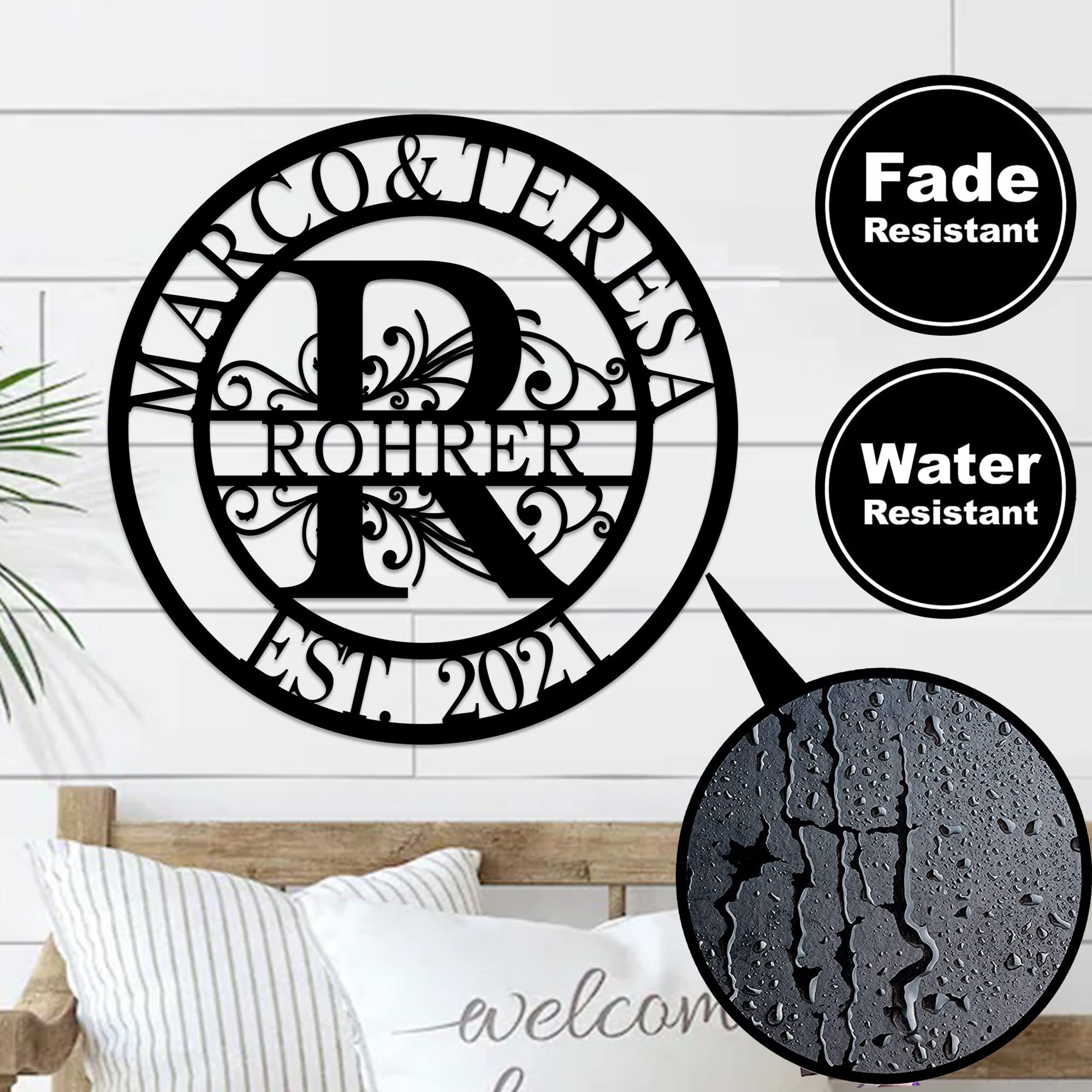 Custom Personalized Last Name Metal Sign - Split Letter Monogram Wall Art - Family Name Sign for Home Decor - Unique Wedding Gift Idea (24 Inch) - Perfect for Living Room, Bedroom, or Housewarming Present