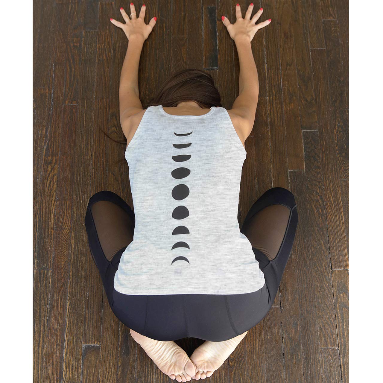 Organic Cotton Yoga Tank Top for Women - Moon Phases Design - Breathable Workout Shirt for Yoga, Gym & Casual Wear