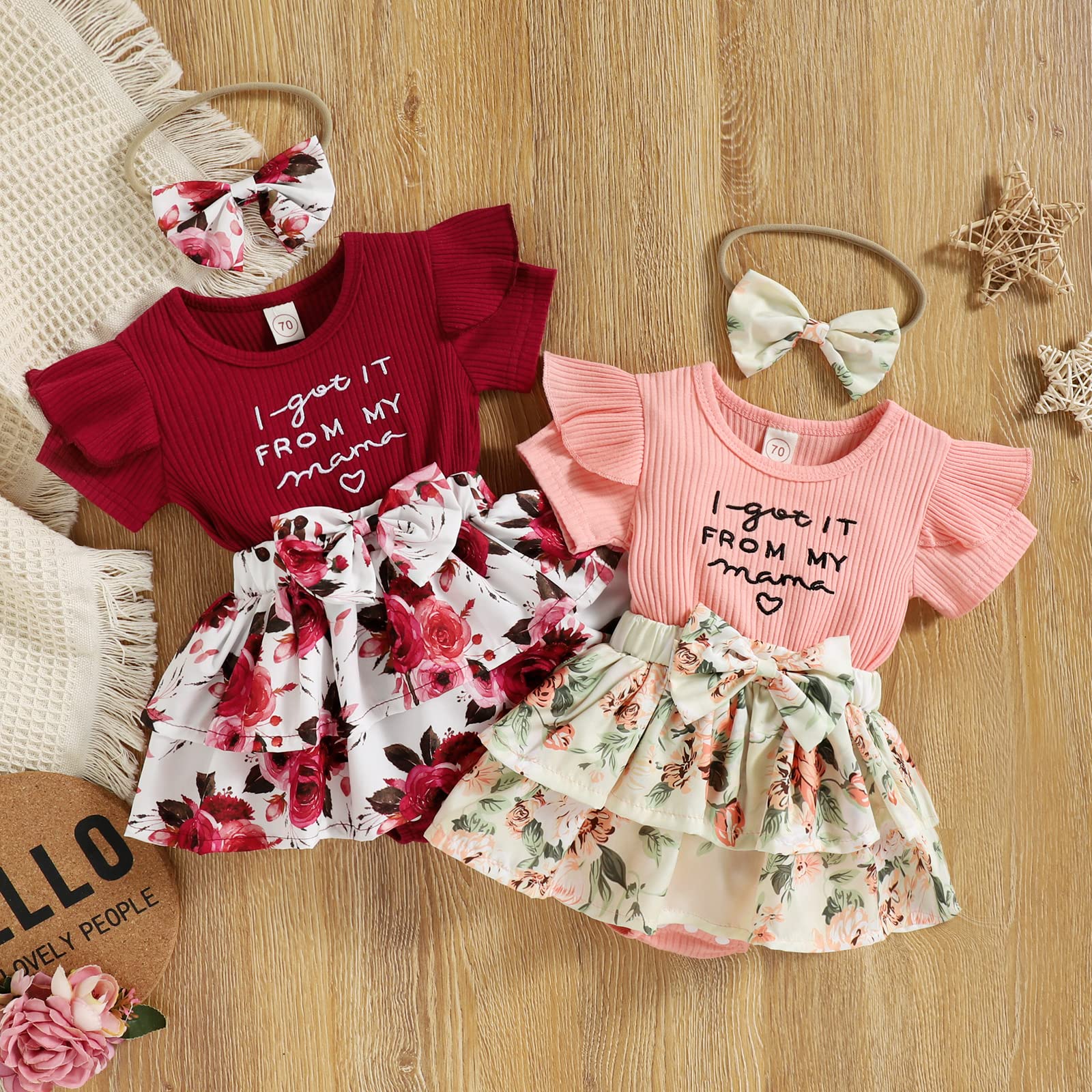 Christmas Baby Girl Clothes - Infant Long Sleeve Floral Romper Dress & Bodysuit Outfit for Fall | Holiday Photoshoot & Family Gathering Outfits