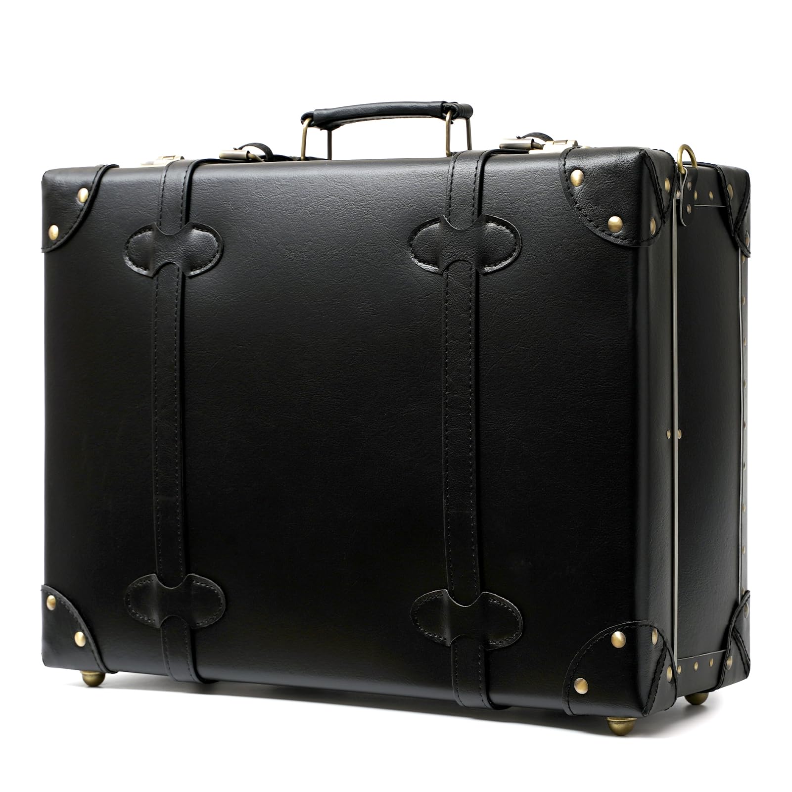 Vintage Leather Carry-on Suitcase - Cute Non-Wheeled Mini Trunk Overnight Bag with Adjustable Shoulder Strap | Perfect for Weekend Getaways, Business Trips & Airplane Travel