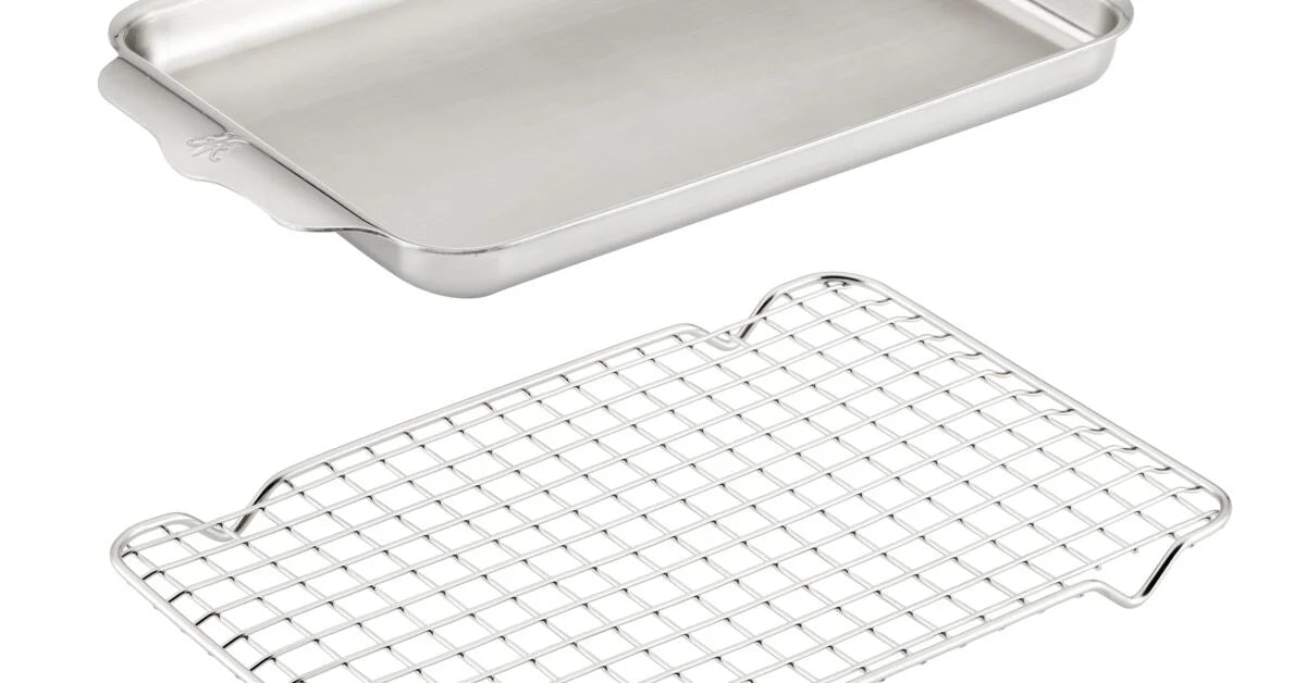 Hestan Provisions OvenBond Tri-Ply Stainless Steel Quarter Sheet Pan with Rack - 9 x 12.5 Inch Baking Sheet for Roasting, Baking, and Broiling - Perfect for Home Kitchens and Professional Use