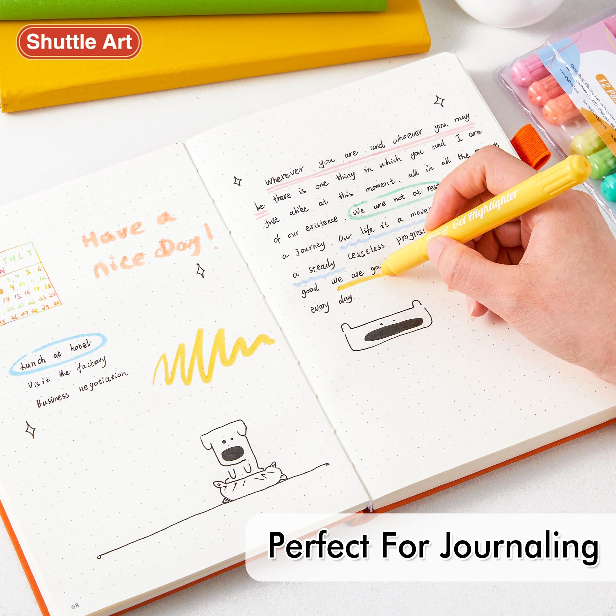 Shuttle Art No Bleed Bible Highlighters & Pens Set - 12 Pastel Colors Gel Highlighters for Bible Journaling, Note Taking & Study - Perfect for Bible Study, School Notes & Office Work
