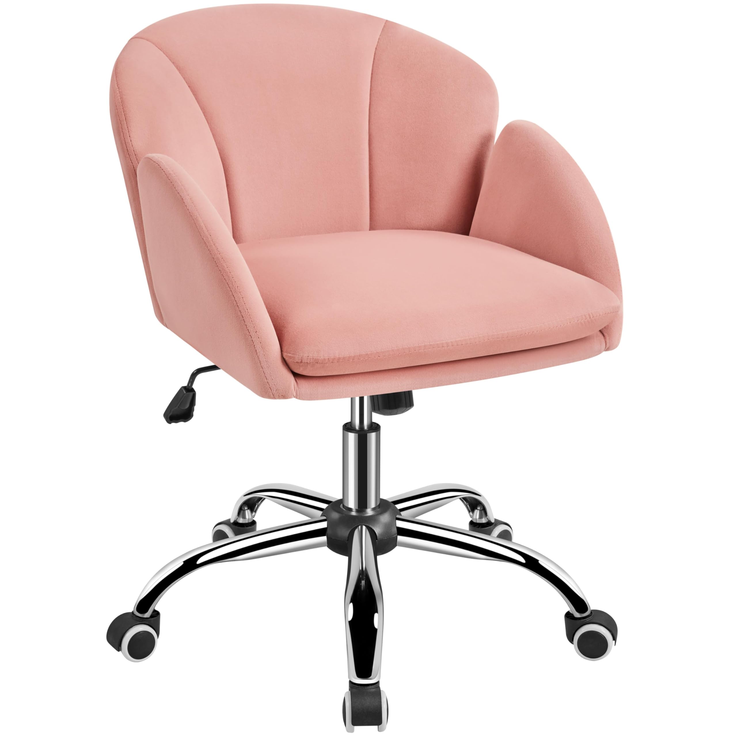 Yaheetech Pink Modern Swivel Rolling Office Chair - Adjustable Computer Desk Chair with Armrests for Women, Makeup Vanity & Dressing Table, Living Room, Bedroom (Perfect for Home Office, Gaming & Beauty Stations)
