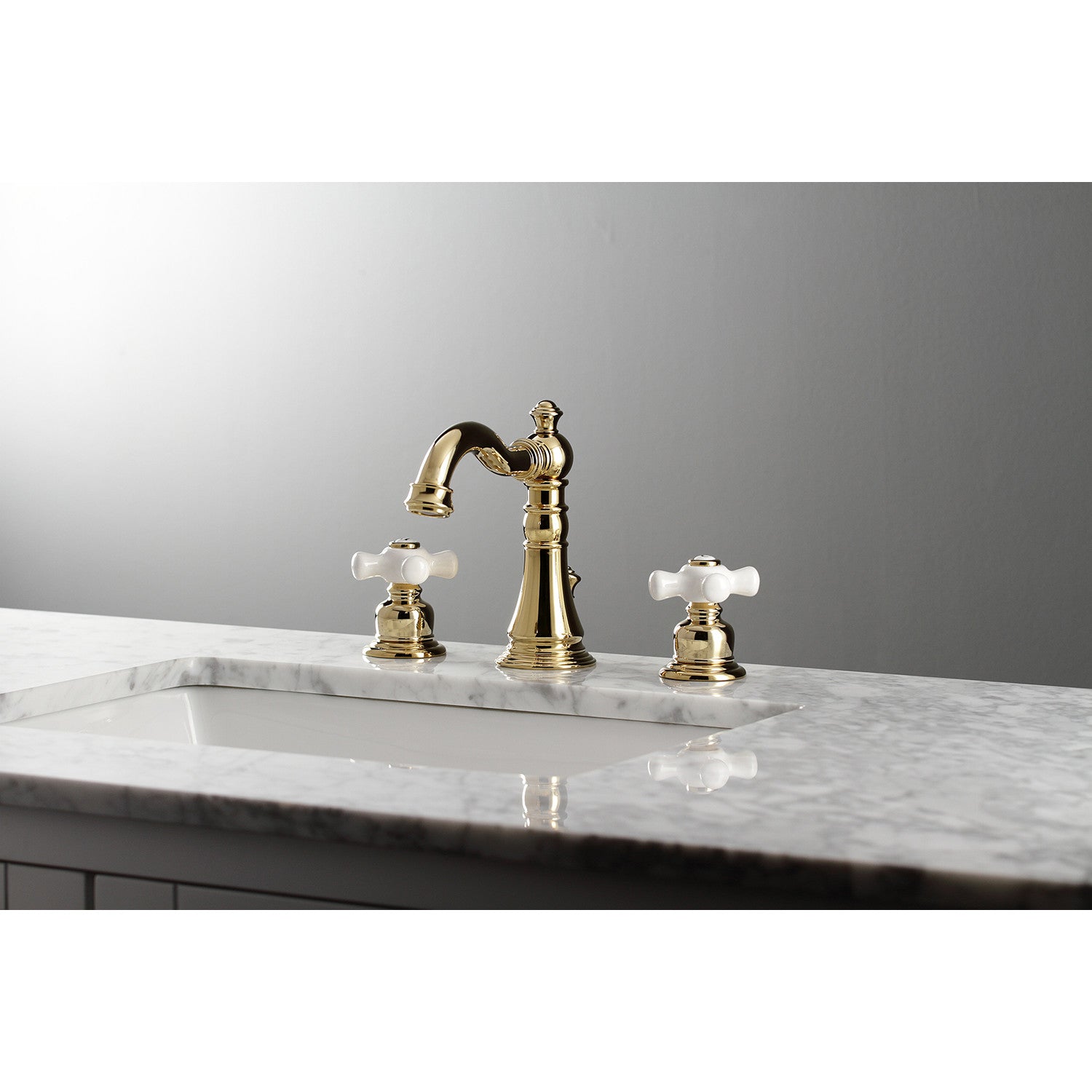 American Classic FSC1972PX 3-Hole Widespread Bathroom Faucet with Pop-Up Drain - Polished Brass Two Handle Deck Mount - Perfect for Modern Bathroom Renovations & Vanity Upgrades