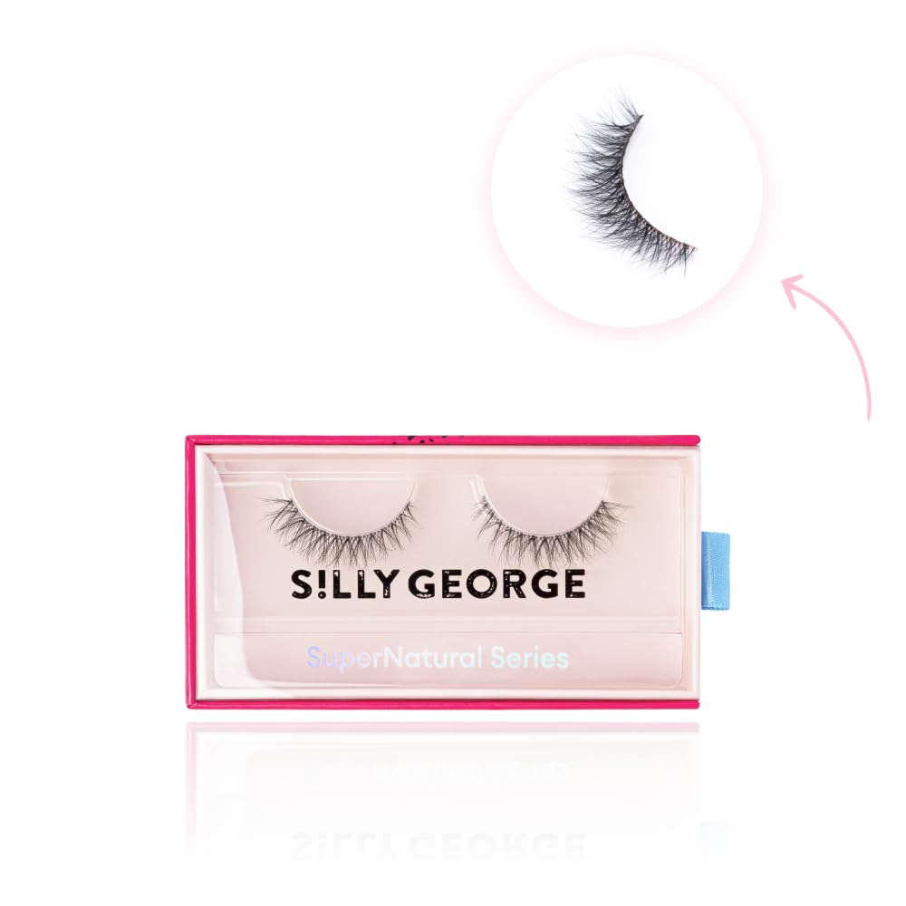 Silly George SuperNatural False Eyelashes - Clear & Flexible Band for Natural Look, Comfortable & Lightweight (Halley) - Perfect for Daily Wear, Parties & Special Occasions