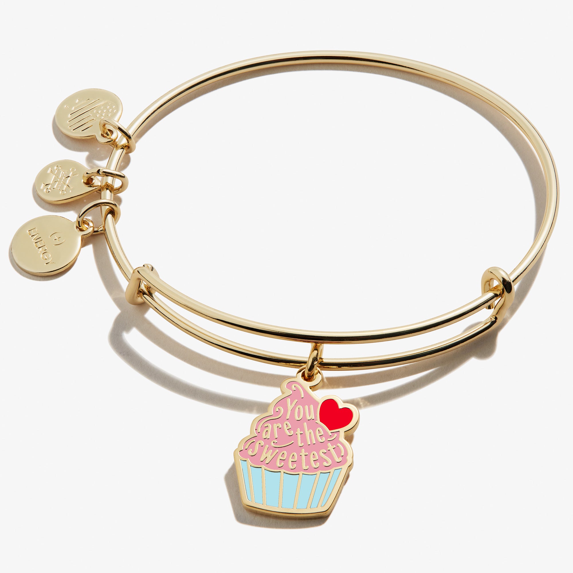 Sweetest Cupcake Charm Bangle Bracelet - Dainty Cute Cupcake Jewelry for Women, Girls - Perfect Gift for Birthday, Valentine's Day, Mother's Day