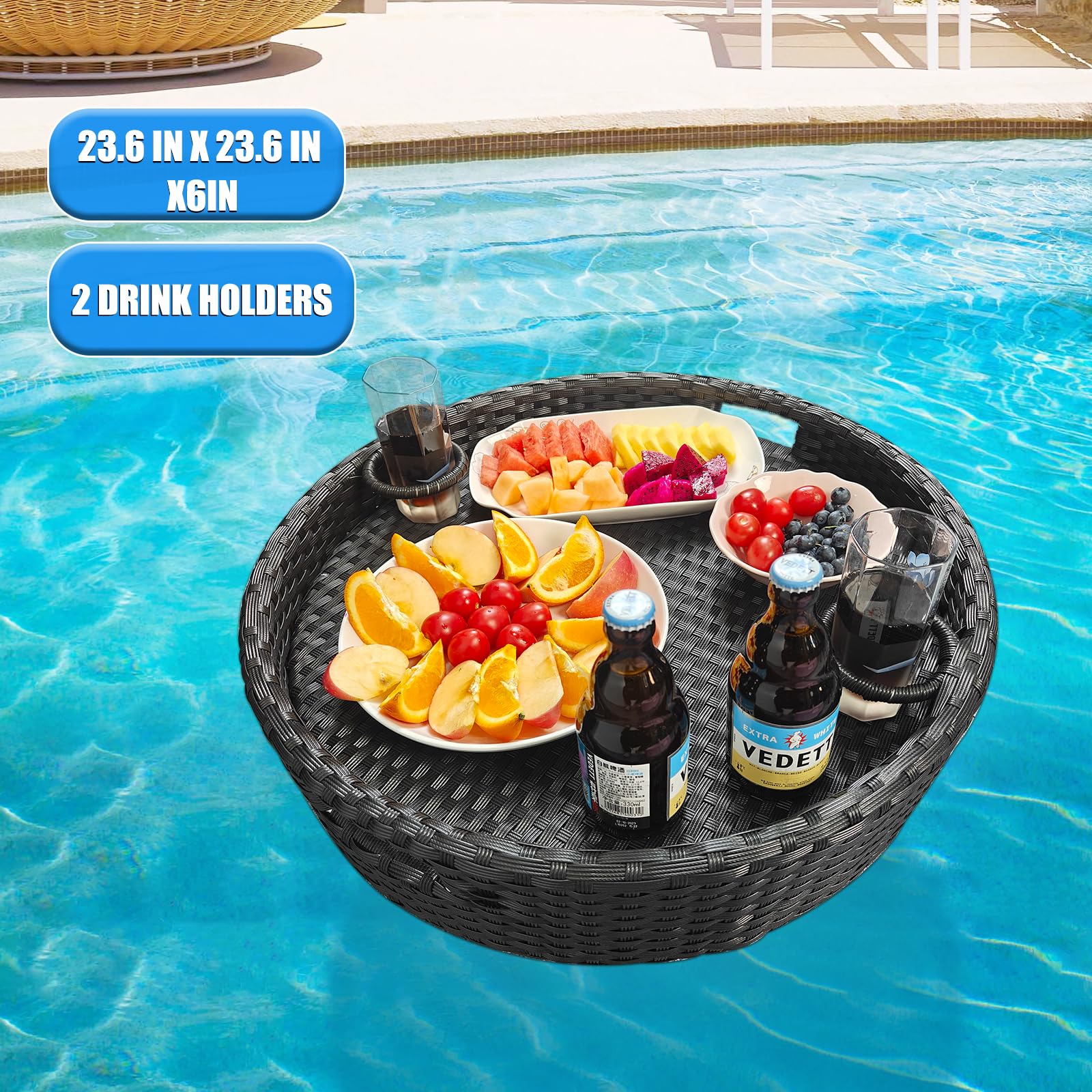 Premium Floating Pool Tray - Round Waterproof Drink & Food Holder for Swimming Pools - Ideal for Pool Parties, Summer Relaxation & Outdoor Water Activities