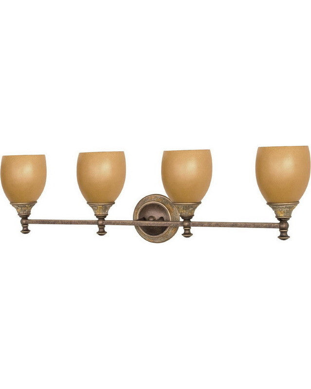 Nuvo Lighting 60 474 Rockport Tuscano Collection 4-Light Bathroom Vanity Wall Sconce in Dorado Bronze Finish - Perfect for Bathroom Mirror Lighting and Modern Home Decor