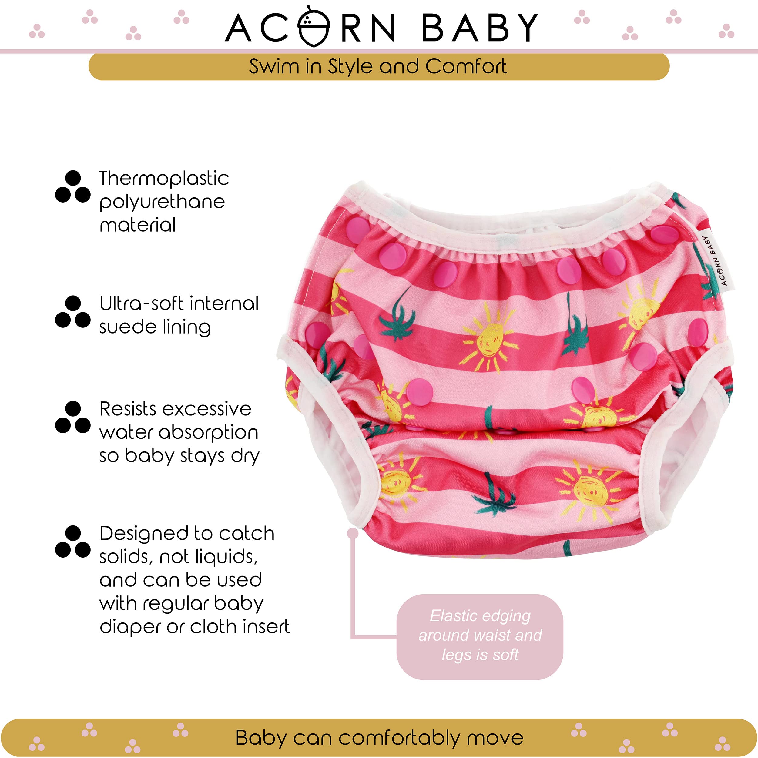 Pink Striped Swim Diaper for Toddlers 0-5 - Reusable for Pool & Beach
